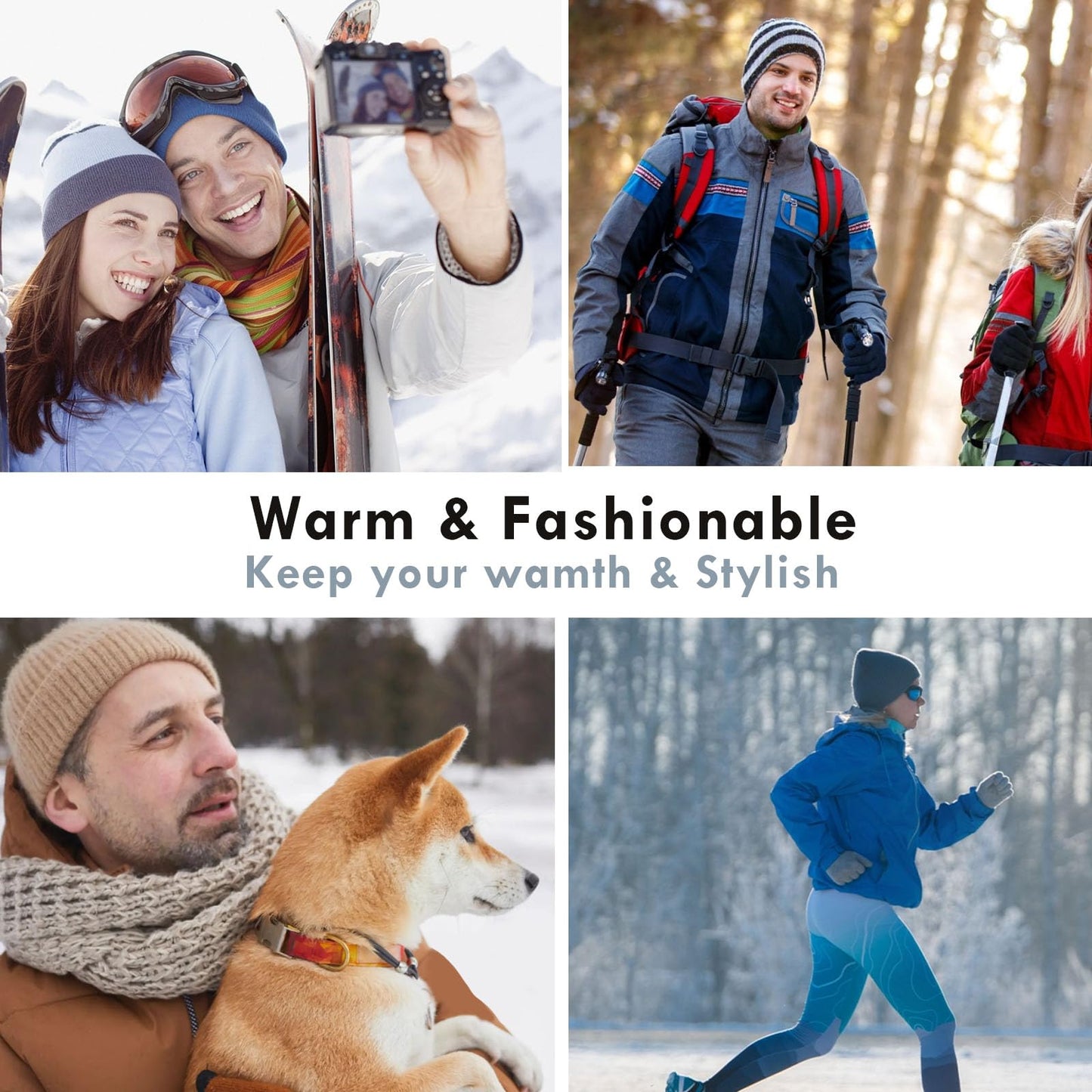 MAGISDU Beanie Winter Hats for Women Men Merino Wool Unisex Short Skull Cap Double Layer Fleece Lined Knit Fisherman Beanie Scarlet