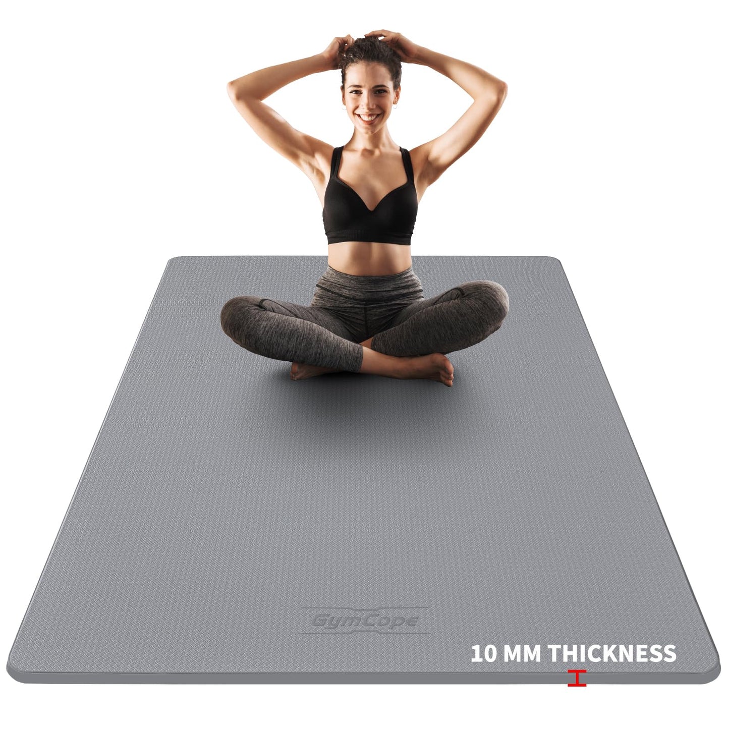 GymCope 10MM Thick Yoga Mat, 72" x 48" Large Workout Mat for Home Gym, Edge-Seamed Design, Superior Grip, Shock-Absorbing Cushion, Ultimate Comfort and Protection for Yoga, Fitness Training
