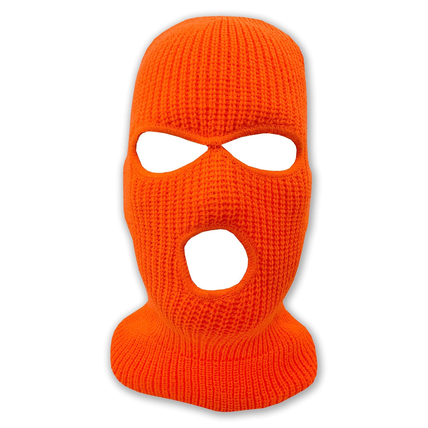 3 Hole Knitted Full Face Ski Mask Winter Balaclava Face Cover for Outdoor Sports (Neon Orange)