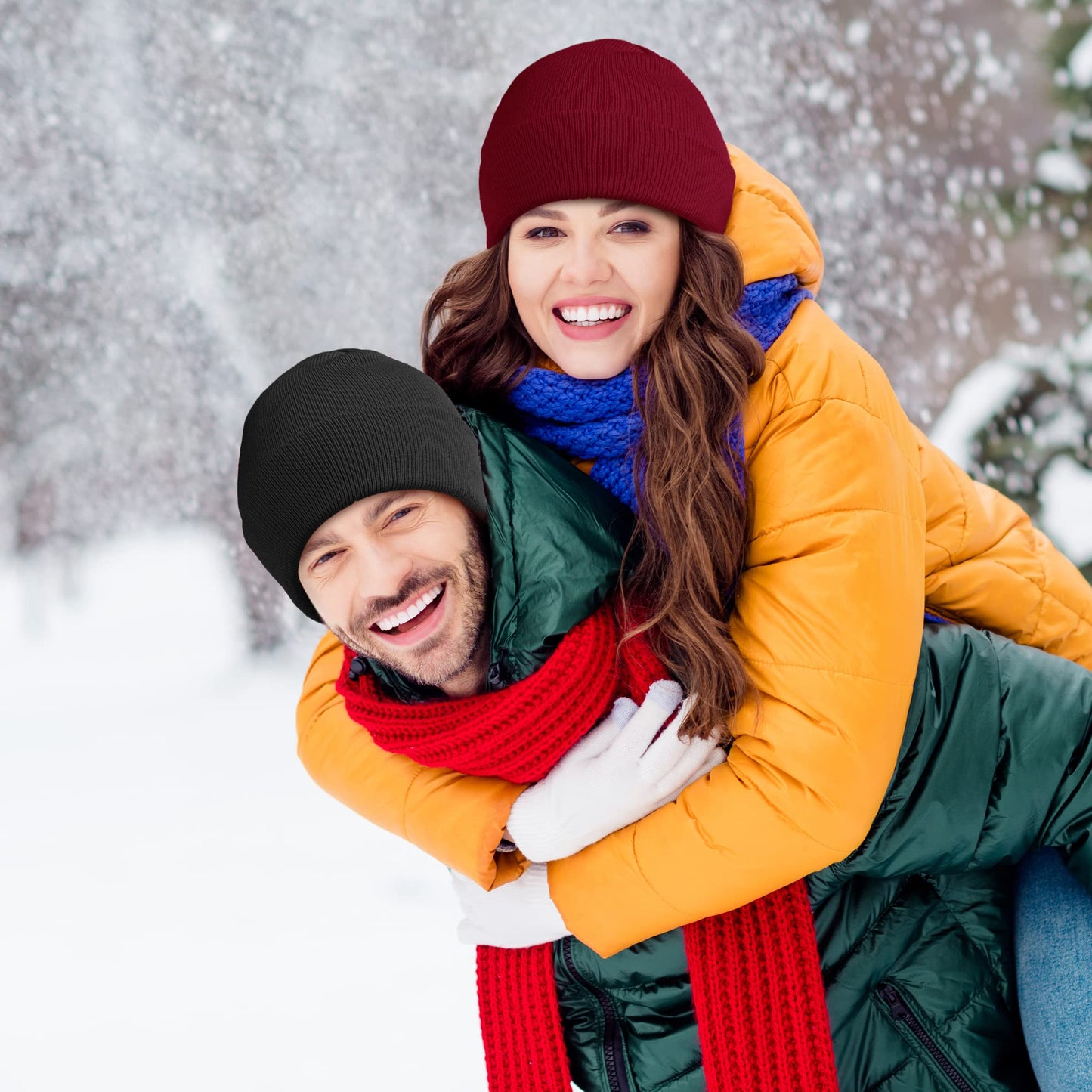 Cooraby 3 Pack Unisex Winter Skull Cap Beanies Knitted Cuff Hats Caps Roll-up Edge Beanie Hats for Men Women Outdoors