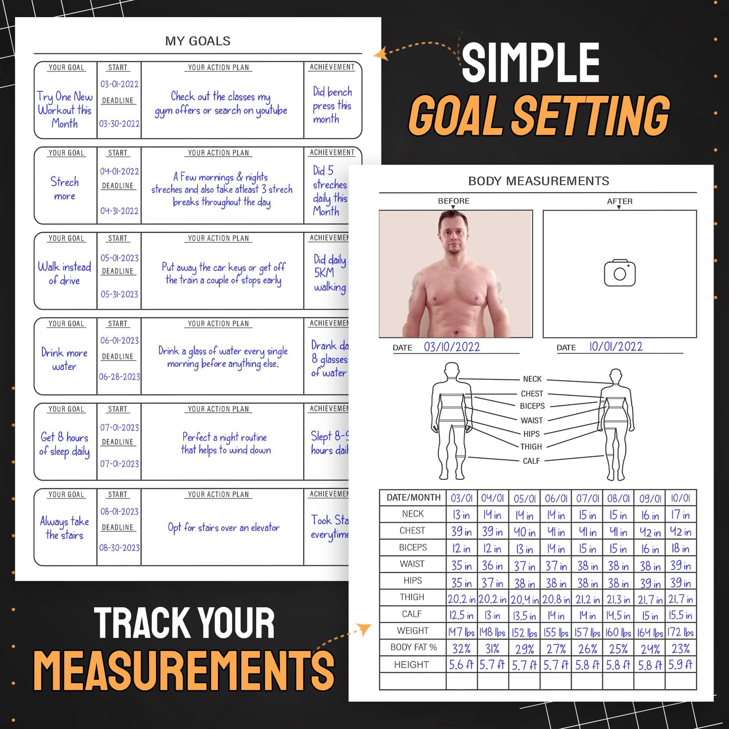 Hardcover Fitness Journal Workout Planner for Men & Women - A5(5.7" x 8.3") Sturdy Workout Log Book to Track Gym & Home Workouts - Green