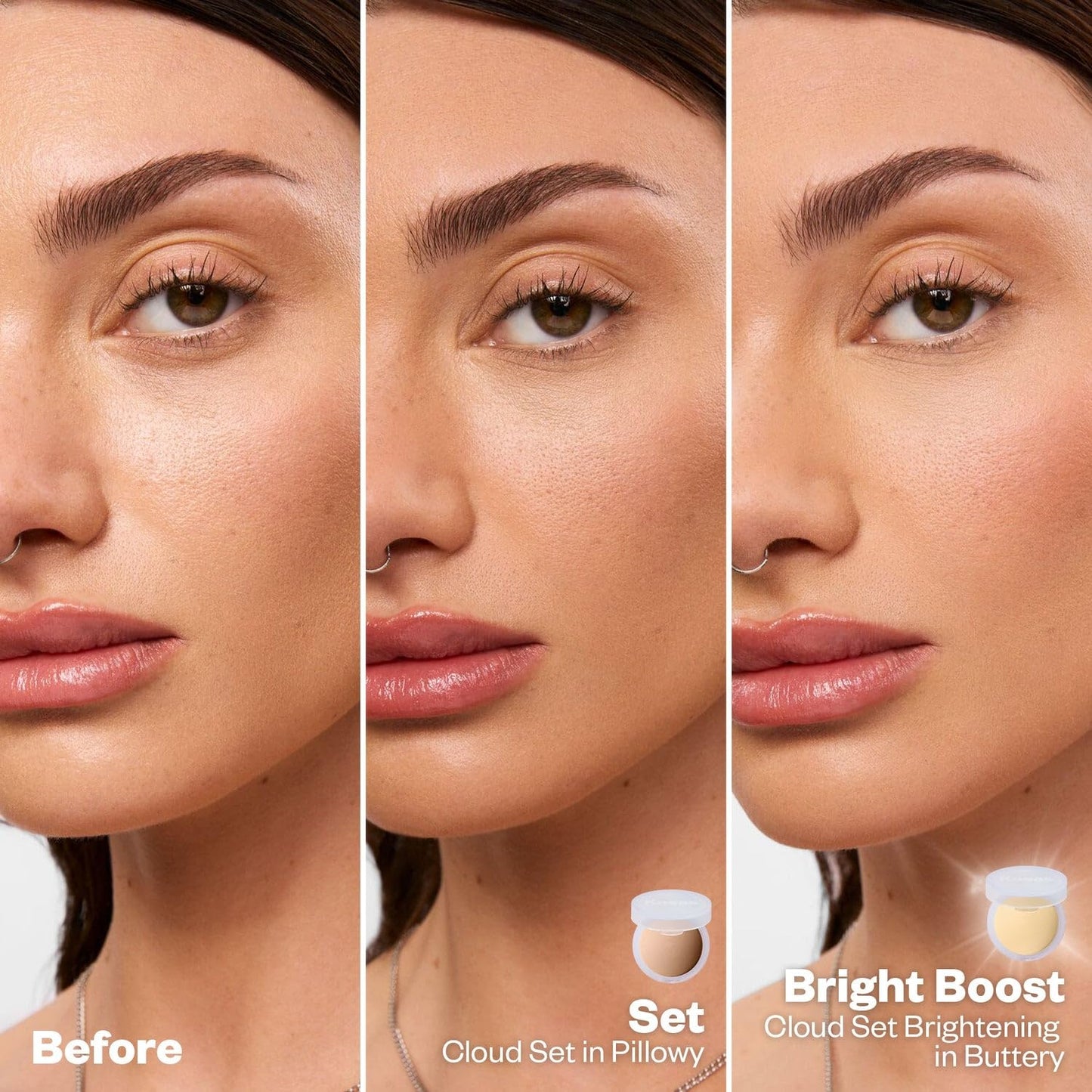 Kosas Mini Cloud Set Face Setting Powder - Smoothing Shine Control, Soft, Sheer Translucent Makeup Finish, Portable & Long-Lasting Loose Pressed Baking Powder - Pillowy (Sheer Medium Tan)