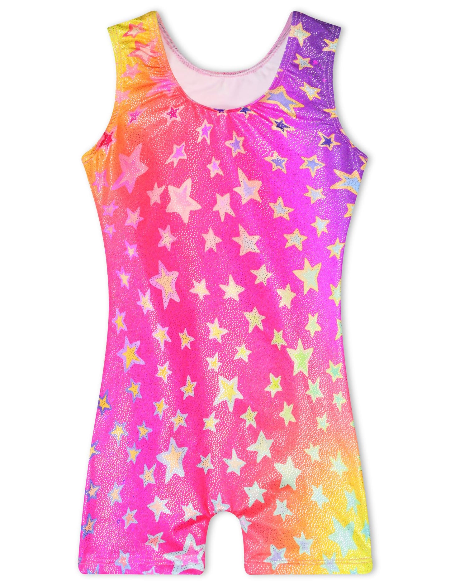 Gymnastics Leotards for Girls 5-6 Years Old Sparkly Hotpink Purple Stars One-Piece Tumbling Biketard Unitard
