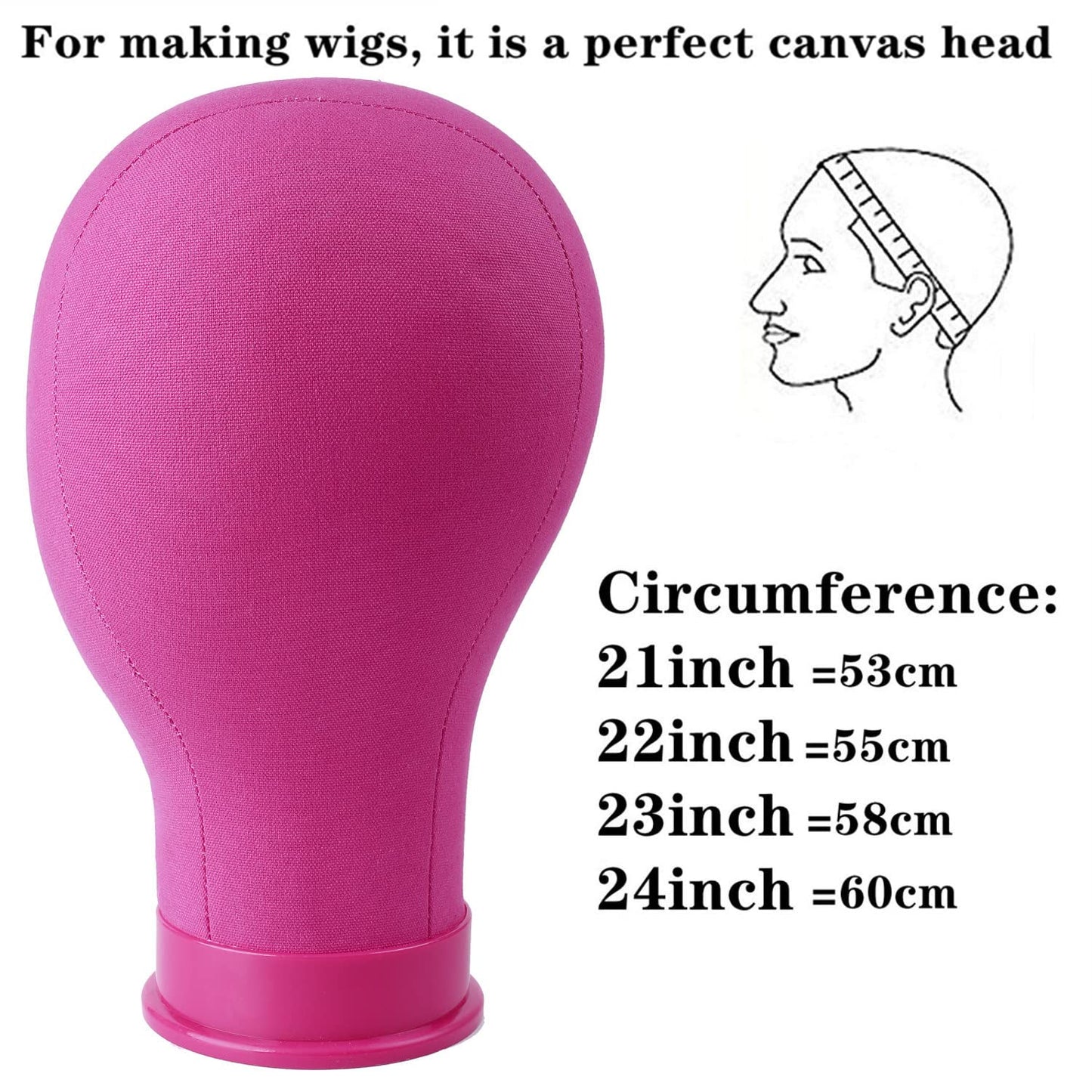 23 Inch Canvas Block Head Pink Wig Head with Wig Stand Tripod Mannequin Head Stand for Wigs Trimming Making Display.(23 Inch Pink)