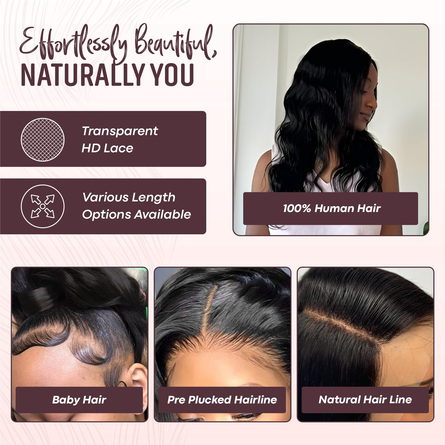 13x5 100% HD Body Wave Lace Front Wigs Human Hair for Women, 180% Density, Pre-Plucked with Baby Hair, Glueless Transparent Swiss Lace, No Synthetic Fibers (#HA - Honey Auburn, 22")