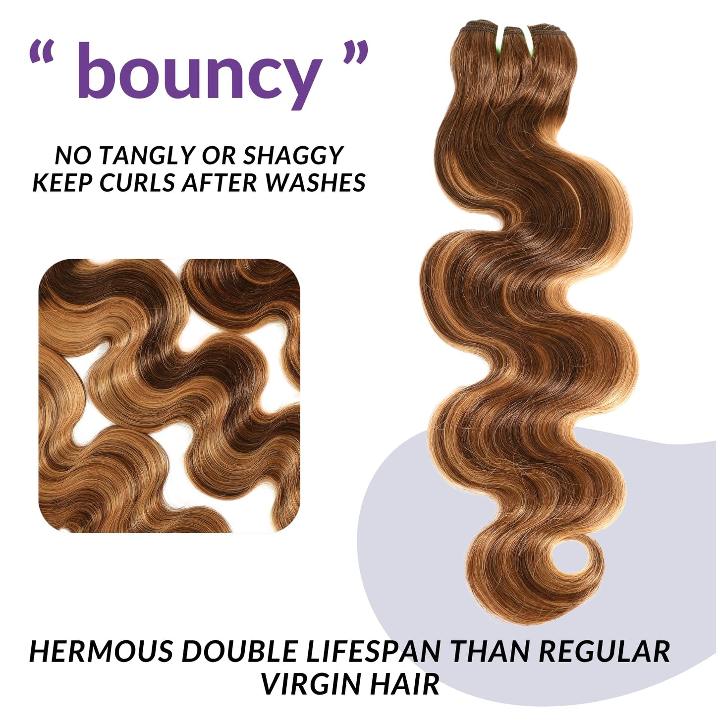 12A Double Drawn Highlight Honey Blonde Thick Raw Virgin 3 Bundles Human Hair Body Wave, Shed Free Colored 4/27 Real Piano Color Ombre Human Hair Bundles Quick Weave 14 16 18 Inch