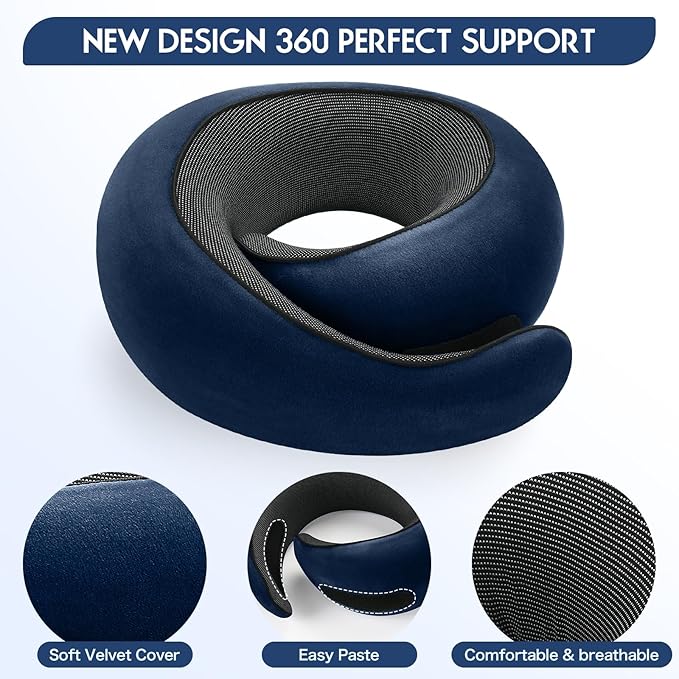 2024 New Memory Foam Travel Neck Pillow for Airplanes,Ultimate Comfort and Support, Ideal for Airplane and Car Travel ,Compact, Convenient, and Versatile Airplane Sleeping Pillow.