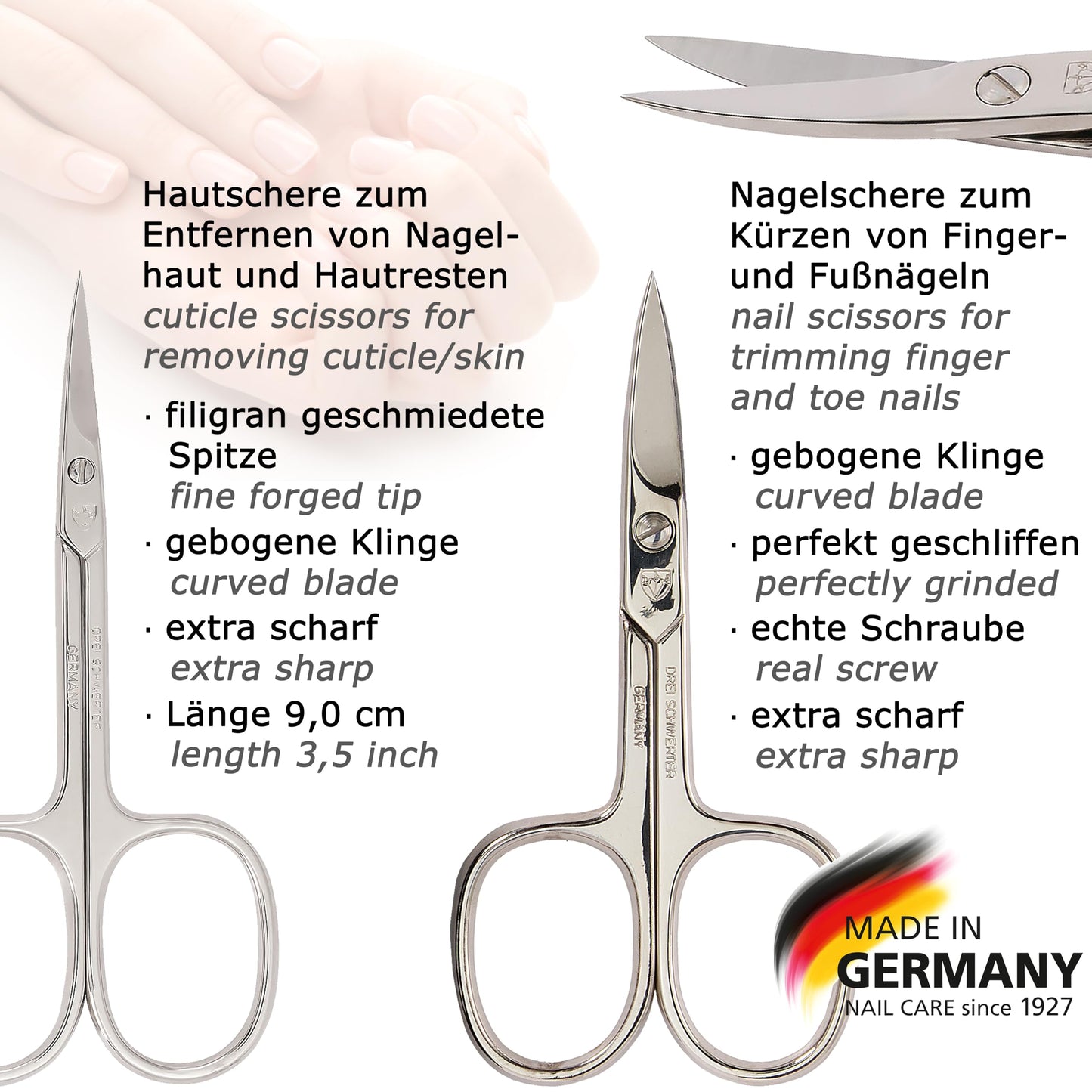 3 Swords Germany - brand quality 8 piece manicure pedicure grooming kit set synthetic leather case orange - Made in Germany