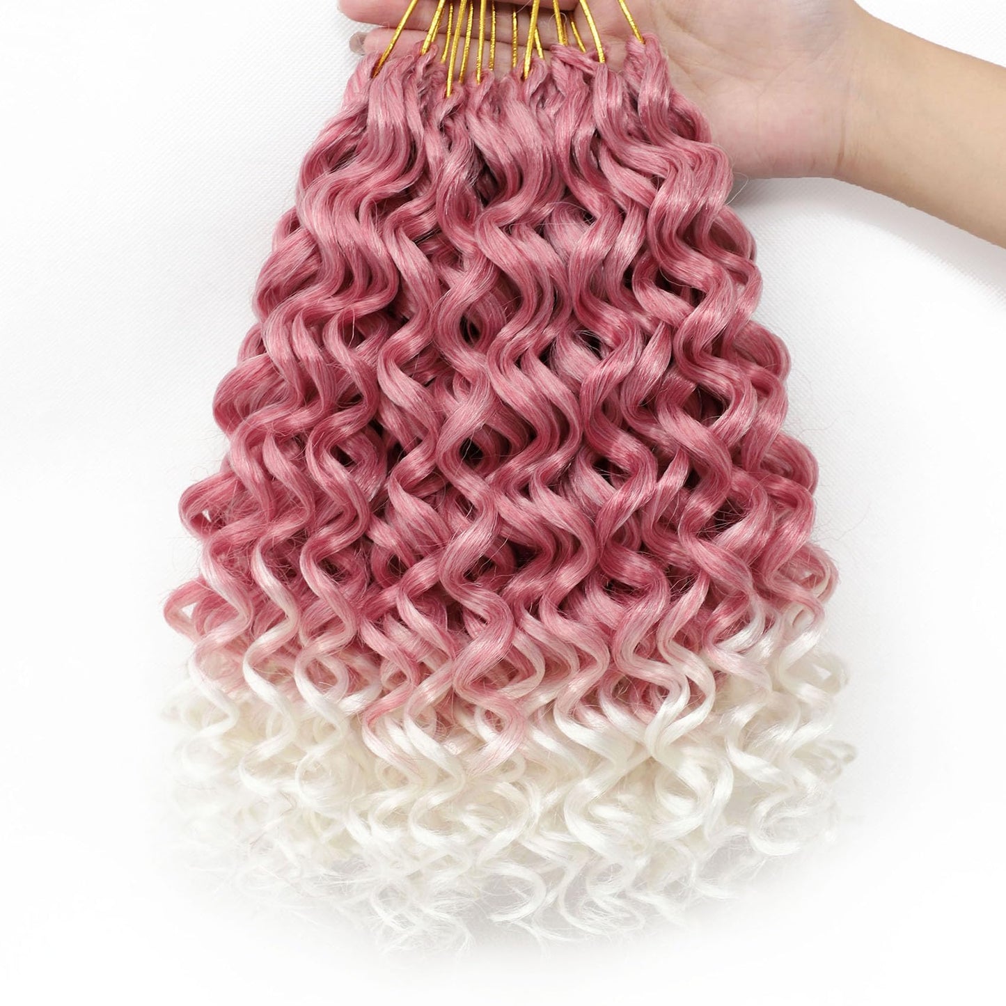 7 Packs GoGo Curl Crochet Hair 10 Inch Short Strawberries & Cream Curly Crochet Hair for Women Deep Wave Beach Curl Crochet Braids Synthetic Braiding Hair Extensions (10 Inch, Strawberries & Cream)