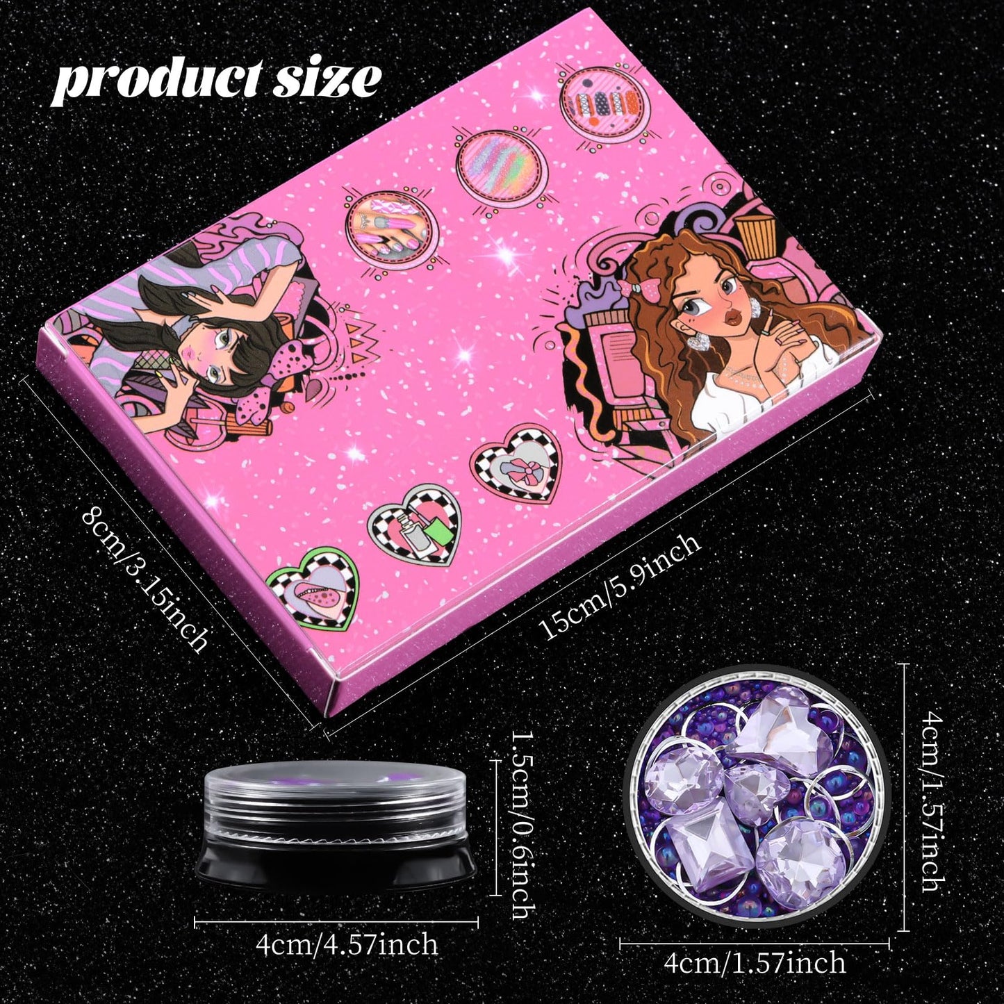 6 Wheels Mixed Sparkle Nail Art Rhinestones Diamonds Crystals Butterfly Beads Artificial Pearls Gold Silver Nail Studs Gems Metal Hollow Rivets Charms (Kit-2)