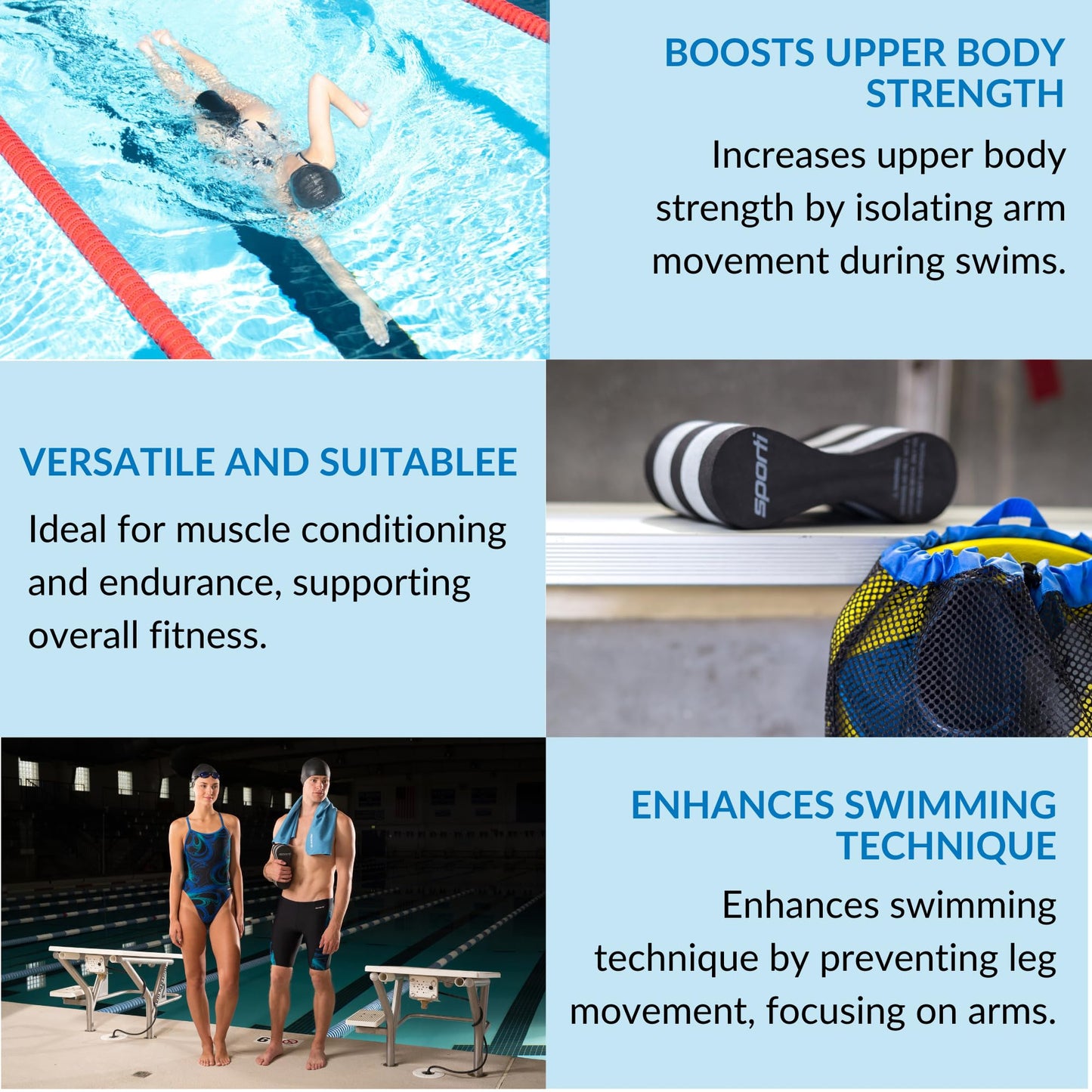 Sporti Pull Buoy for Women & Men Competitive, Swim Trainer Gears, Swim Buoy for Lap Swimming, EVA 5-Layer Pull Buoy Leg Float - Grey/Teal
