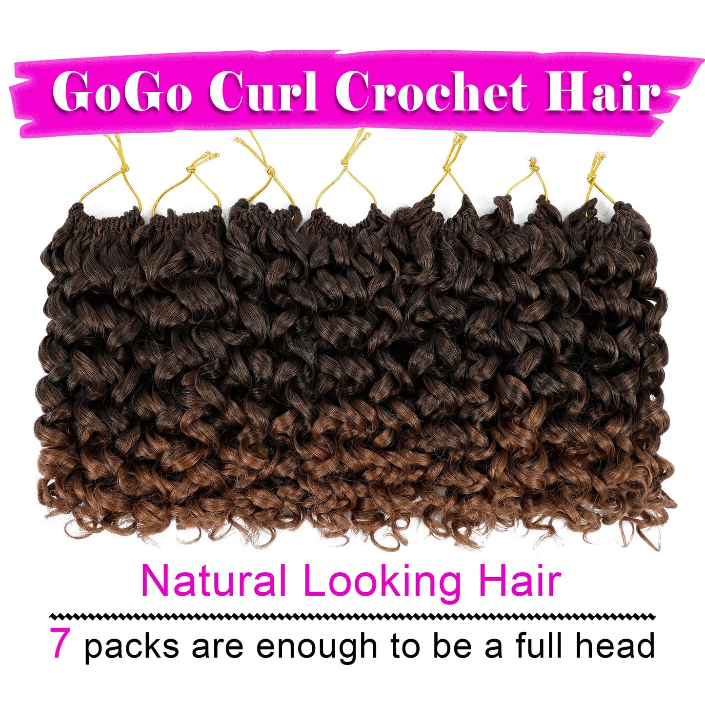 7 Packs GoGo Curl Crochet Hair 10 Inch Short Curly Crochet Hair for Women Beach Curl Water Wave Deep Twist Crochet Braids Synthetic Braiding Hair Extensions (10 Inch, T1B/30)