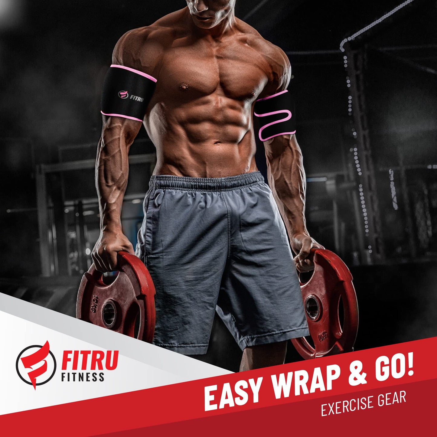 Fitru Premium Arm Trimmers for Men & Women | Sauna Arm Wraps for Flabby Arms Increasing Heat & Sweat During Exercise Pink