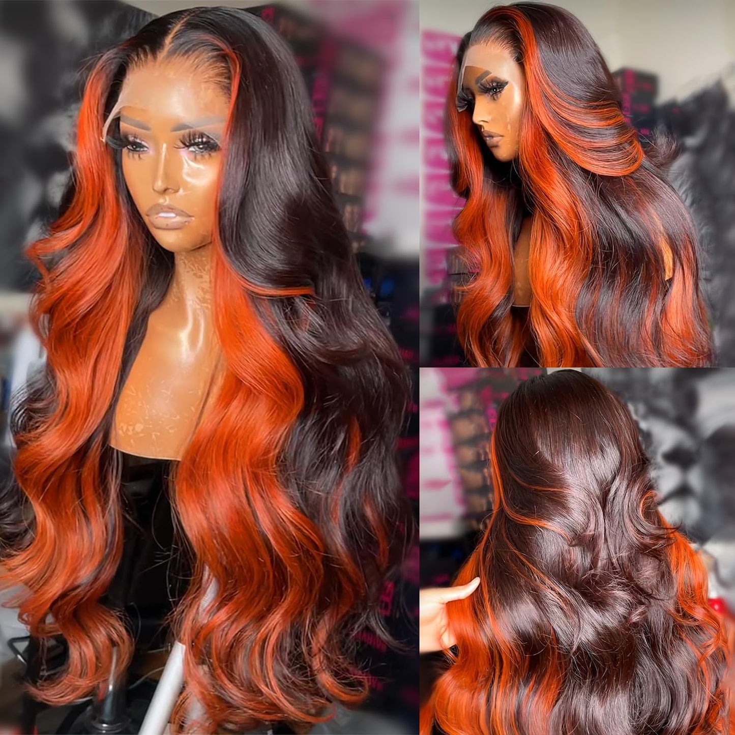 Daphernew 13X6 Ginger Lace Front Wigs Human Hair Pre Plucked for Women Ombre Ginger Orange Lace Front Wigs Human Hair Glueless Colored Lace Front Wig Human Hair (22Inch)