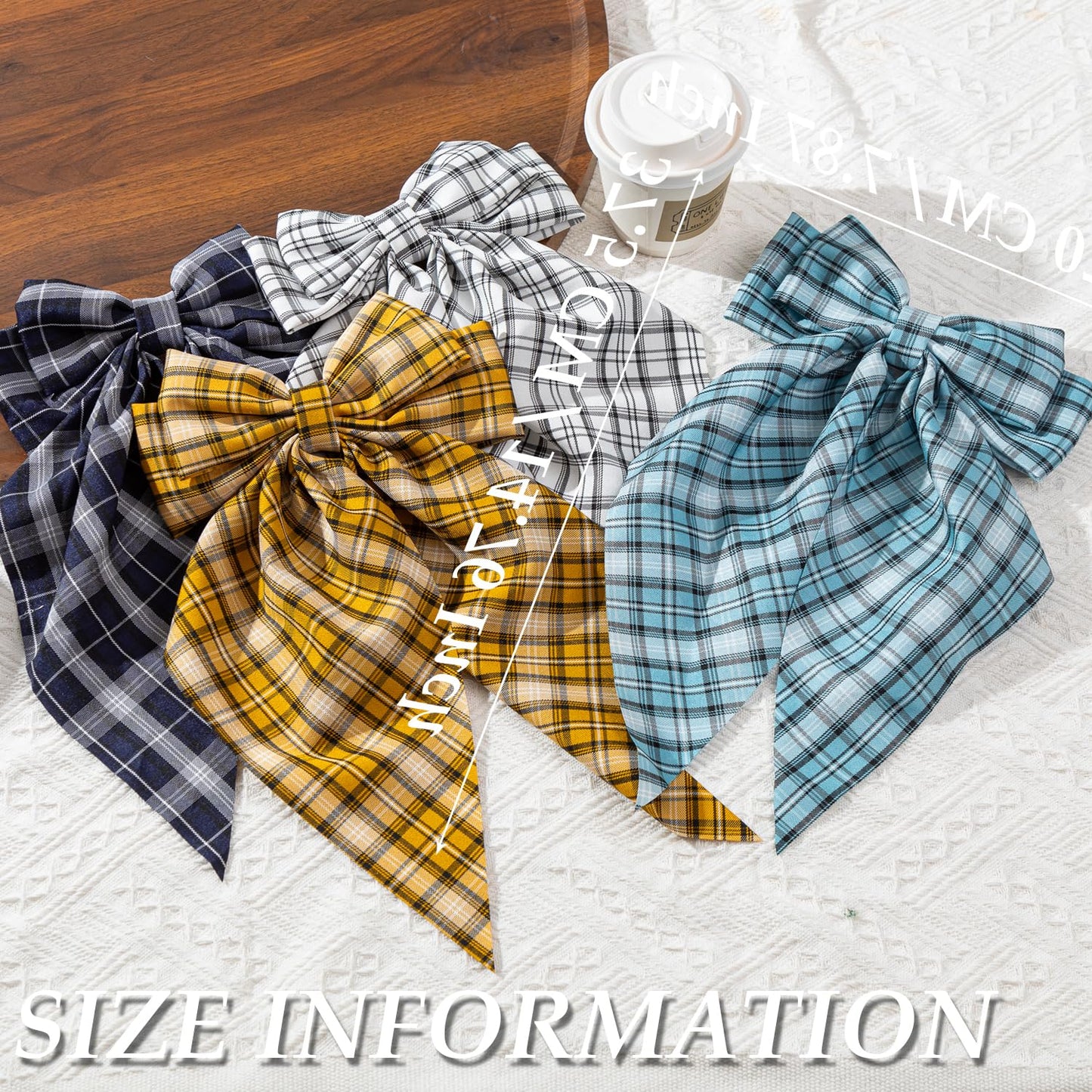 4 PCS Big Hair Bows for Women - Bow-knot Clips for Thick & Thin Hair, Nonslip Bow Claw Clips