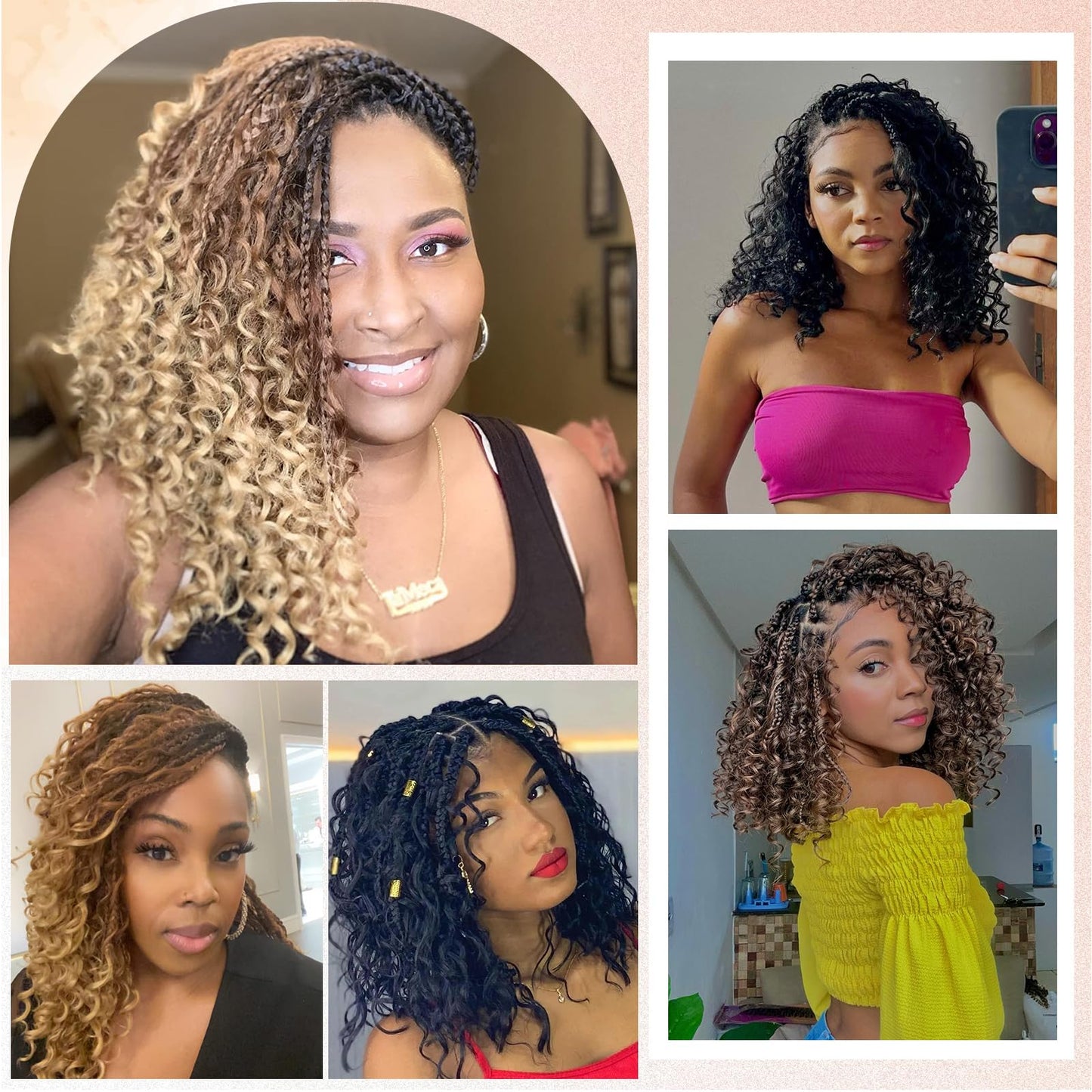 8 Packs Crochet Box Braids-10 Inch Boho Box Braids Crochet Braids Hair Bohomian Box Braid Crochet Hair Synthetic Braiding Hair Goddess Box Braids Crochet Hair for Black Women (1B/30/27)