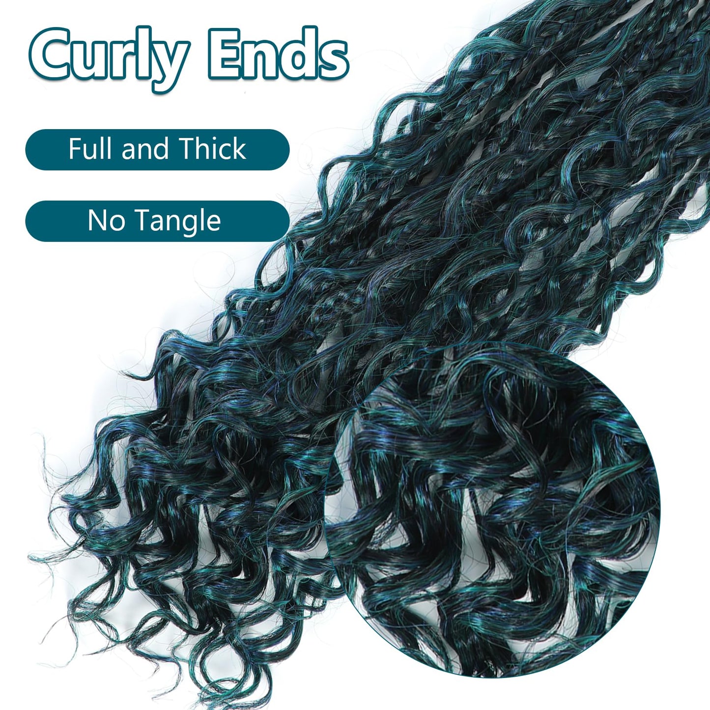 8 Packs Crochet Box Braids- 18 Inch Goddess Box Braids Crochet Hair Bohomian Crochet Braids Hair Synthetic Braiding Hair Extensions Crochet Hair for Black Women (18(8Packs), 1B/Blue/Green)
