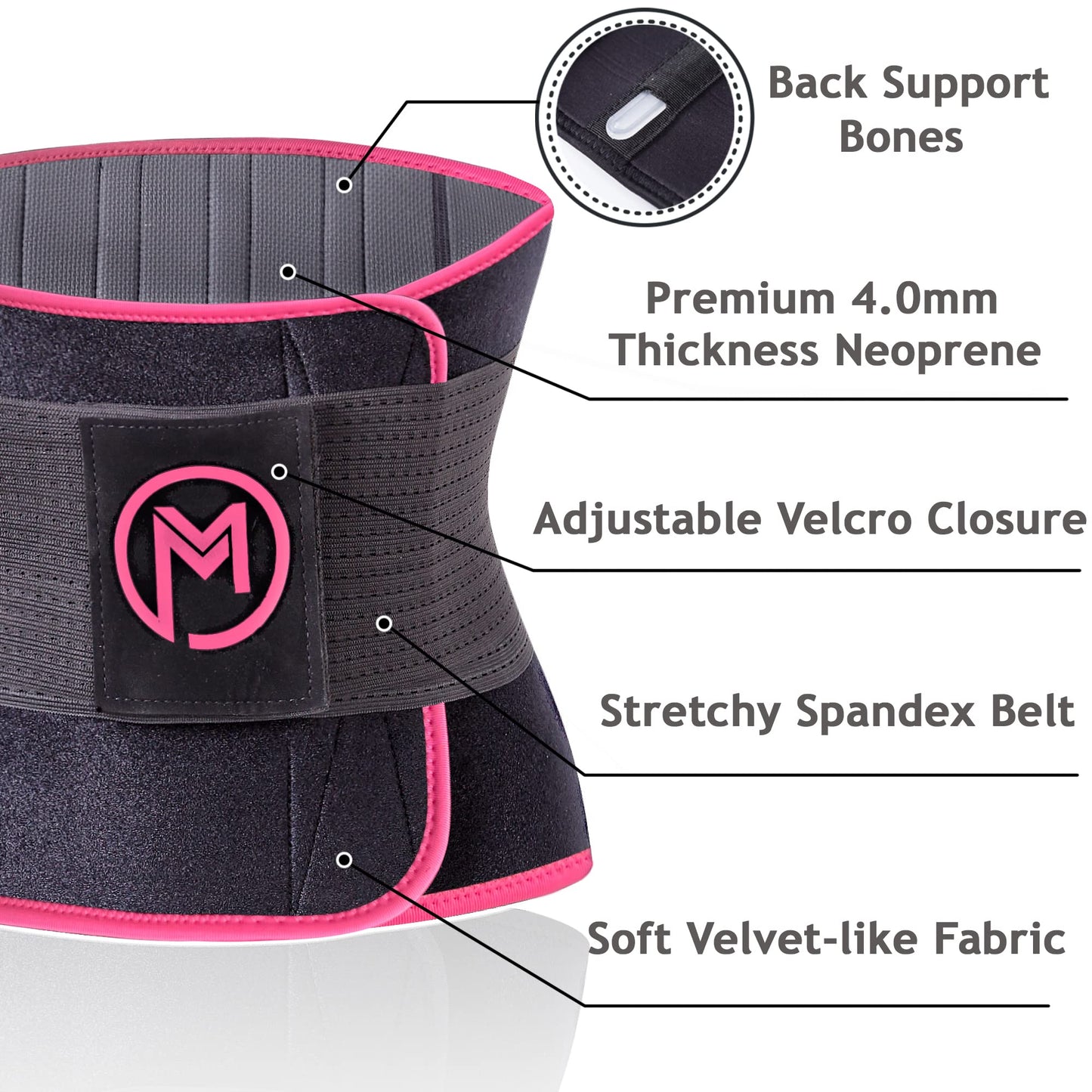 MERMAID'S MYSTERY Waist Trimmer for Women and Men - Sweat Bands for Stomach - Sweat Belt for High-Intensity Training Workouts - Pink S