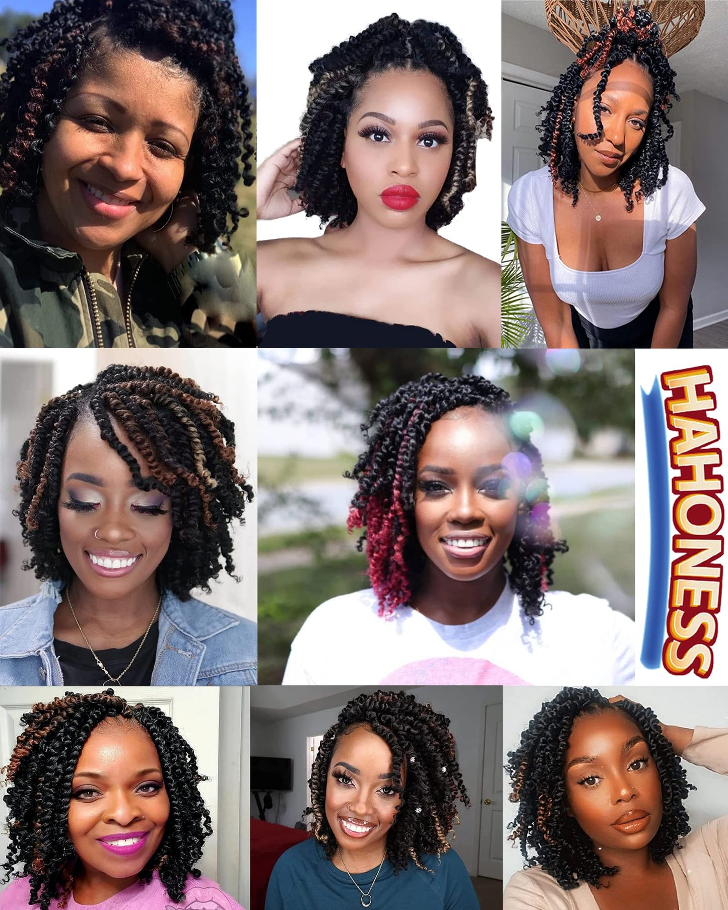 6 Inches 9 Packs Passion Twist Crochet Hair-Mixed Color Combo Pack(7 packs 1B+2 packs T1B/BUG),Pre-twisted Pre Looped Soft&Bouncy Synthetic Braided Hair Extensions For Black Women(6"-9 Packs,1B+TBUG)