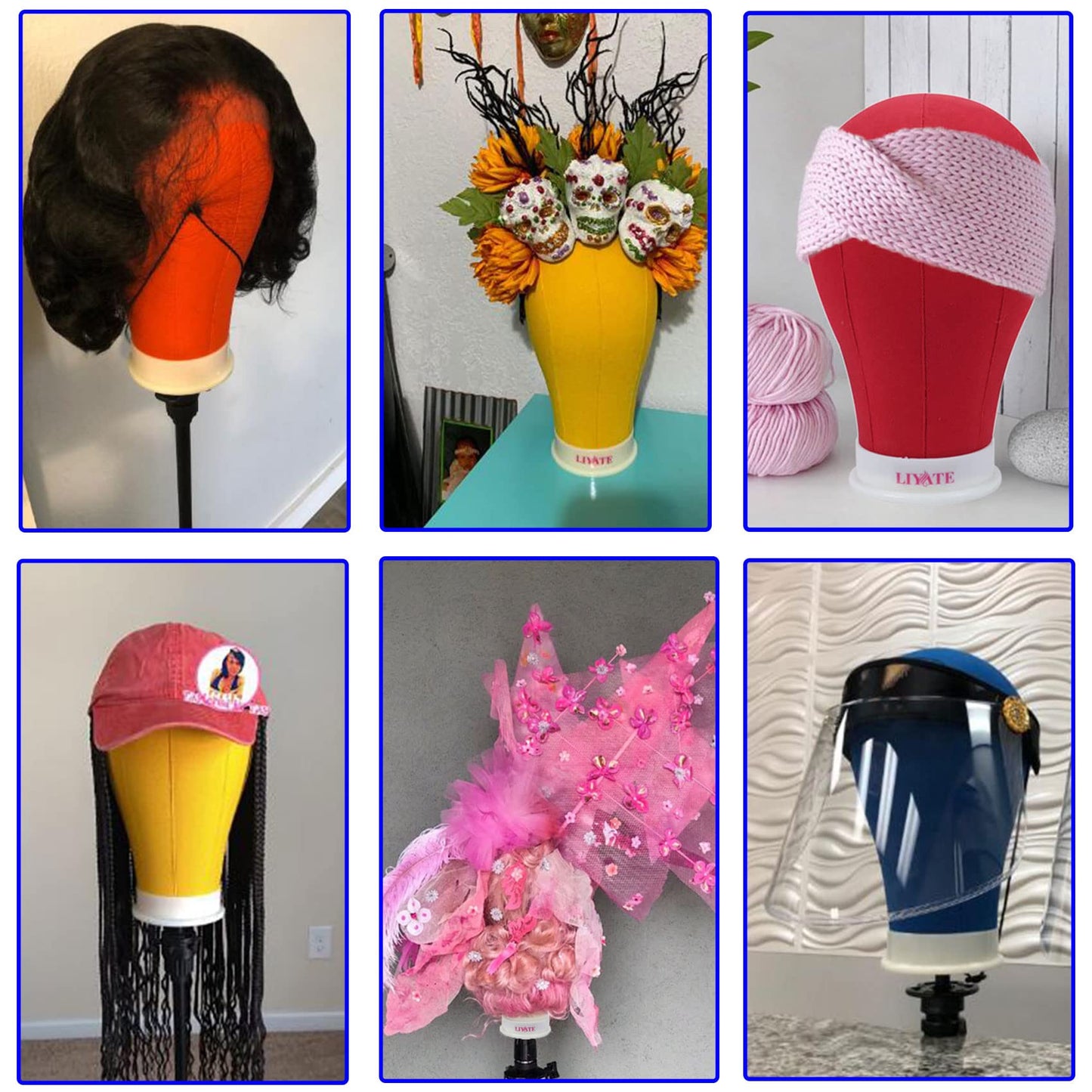 22 Inch Wig Head, Mannequin Wig Head With Stand, Canvas Block Head for Wigs Making Display Styling with Wig Caps,Mannequin Head with Mount Hole, Rosy Head