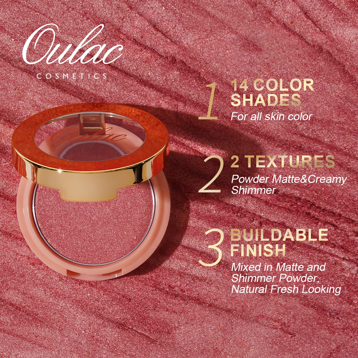 Oulac Shimmer Blush Makeup Plum| 2 in 1 Powdery Blush & Highlighter| Pigmented&Blendable | Shape & Highlight Face| Vegan & Cruelty-Free| 4.8g F02 Love Potion