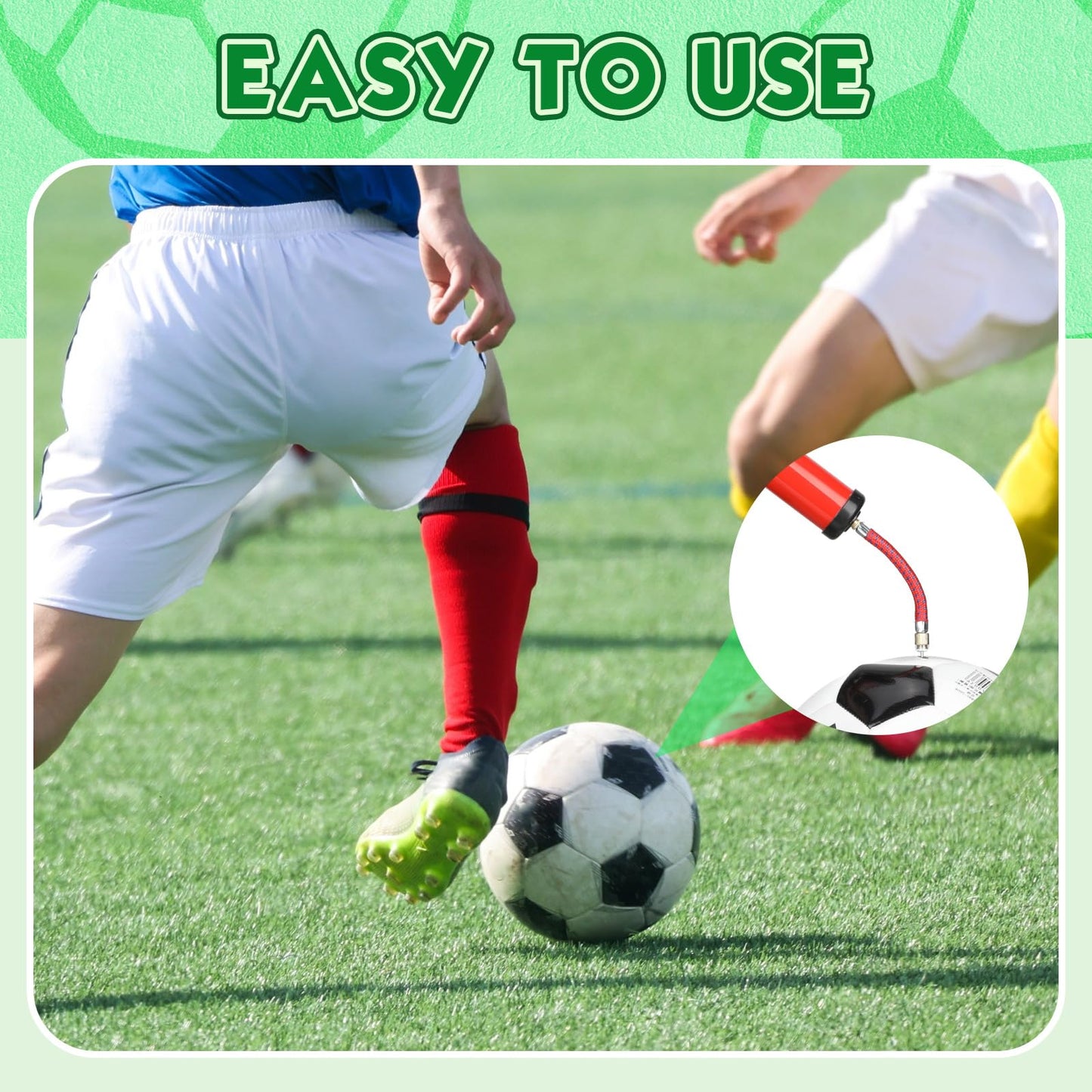 60 Sets 8'' Ball Pump Kit Portable Air Pump with Needles Nozzles Flexible Extension Hose Soccer Volleyball Basketball Pump for Exercise Sports Water Ball Football Rugby, Blue and Red