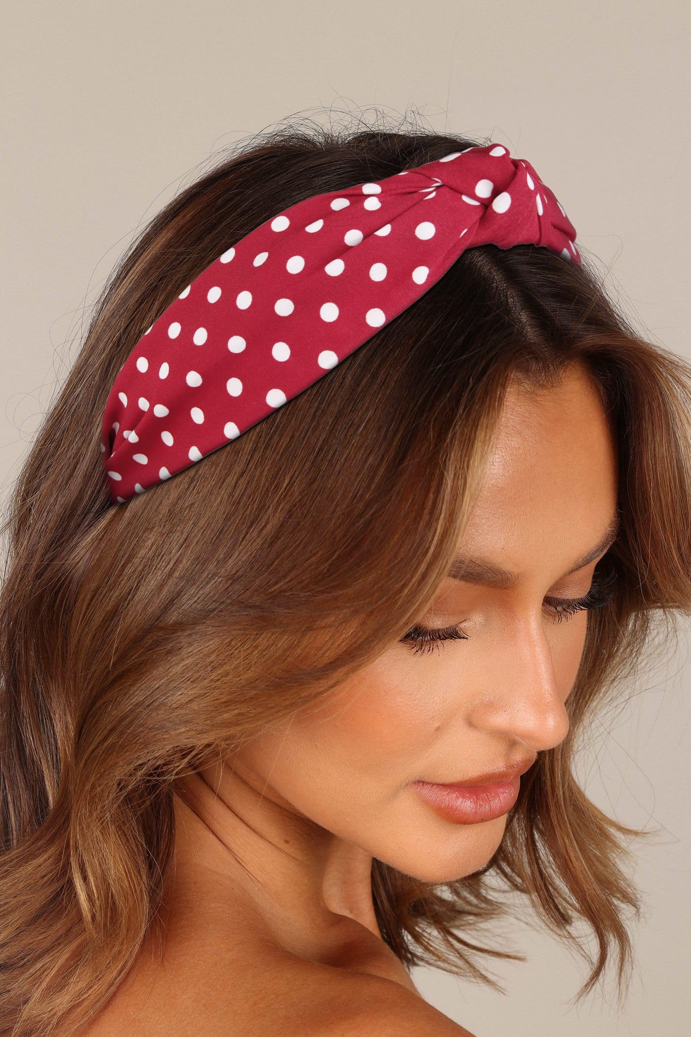 Christmas Polka Dot Headbands for Women Knotted Headbands for Girls Cute Top Knot Head Bands for Women's Hair Non Slip Fashion Hair Accessories for Women Girls