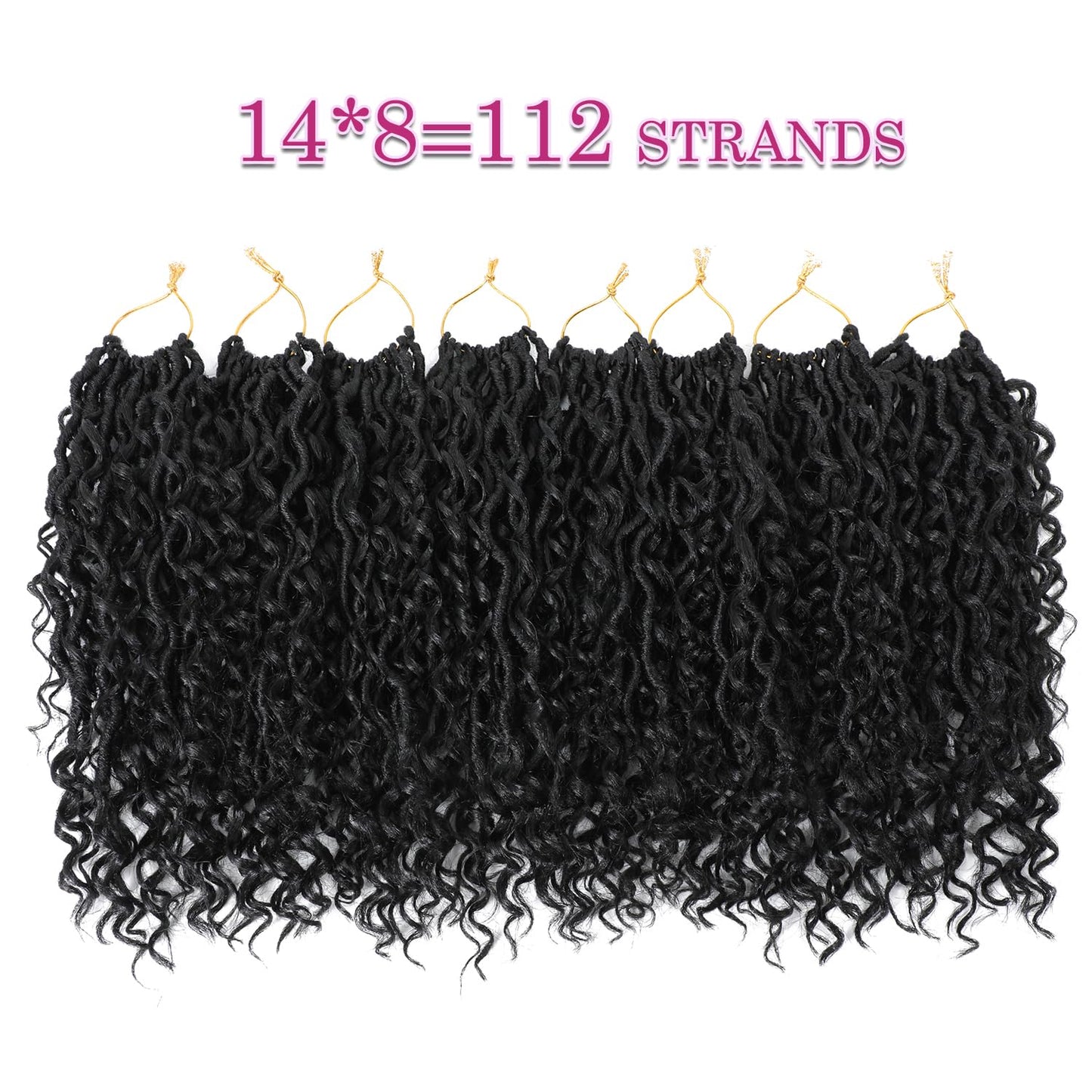8 Packs Crochet Hair for Black women, Goddess Locs Crochet Hair, Goddess Faux Locs with Curl Braids (12Inch, 8Packs, 1B)