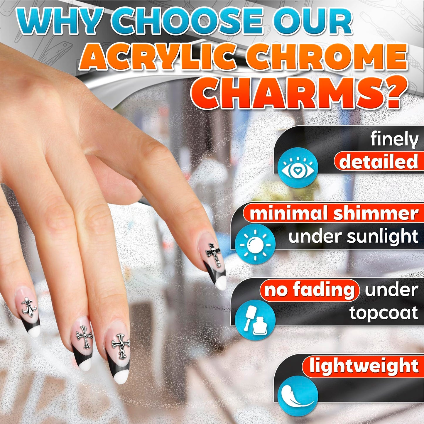 100 Pcs Cross Nail Charms and Gems - Nail Cross Charms for Nails Design Silver Nail Charms Y2k Nail Gems for Nails 3d Nail Charms Bulk Nail Jewels - Nail Art Charms Nails With Charms Cross Nail Charm