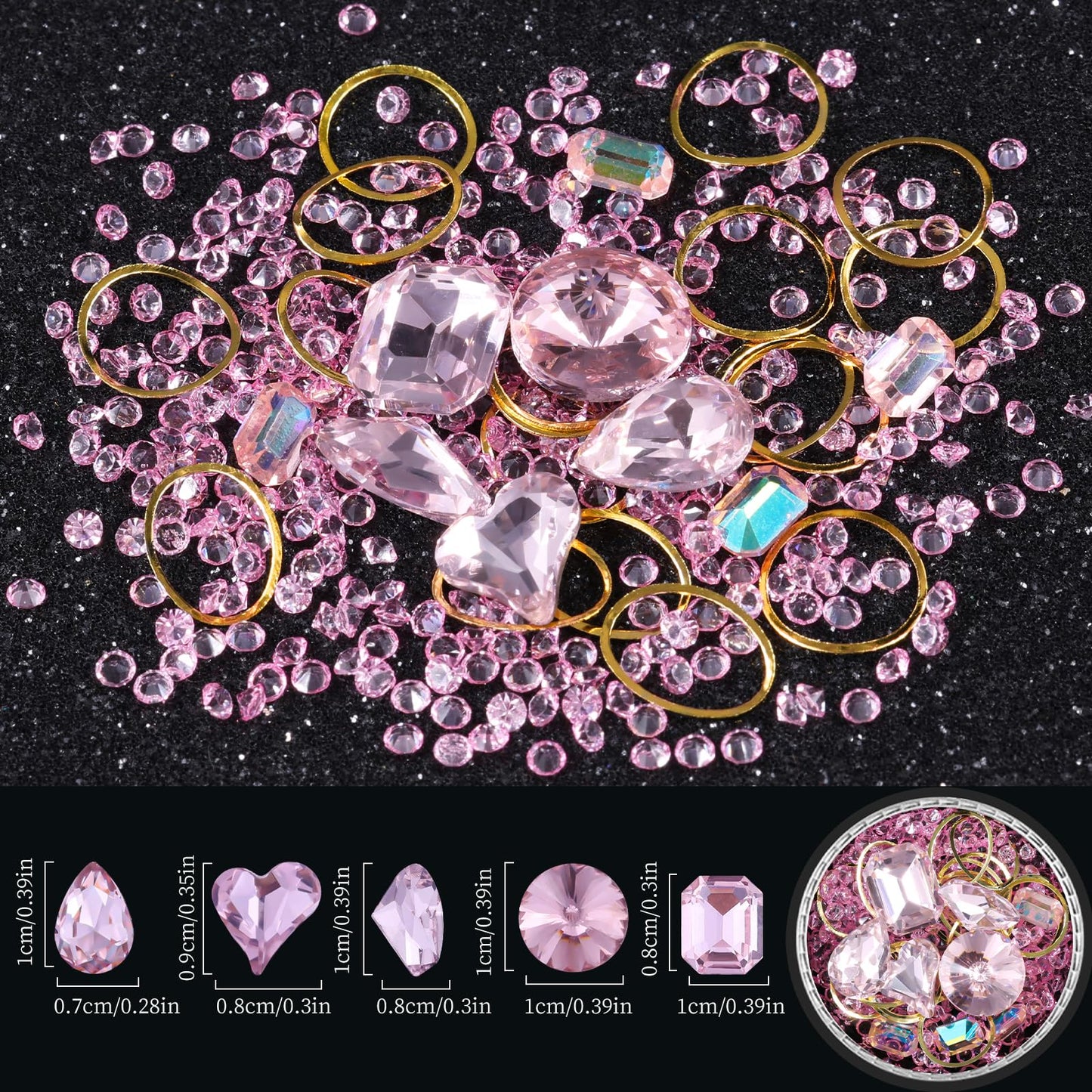 6 Wheels Mixed Sparkle Nail Art Rhinestones Diamonds Crystals Butterfly Beads Artificial Pearls Gold Silver Nail Studs Gems Metal Hollow Rivets Charms (Kit-4)