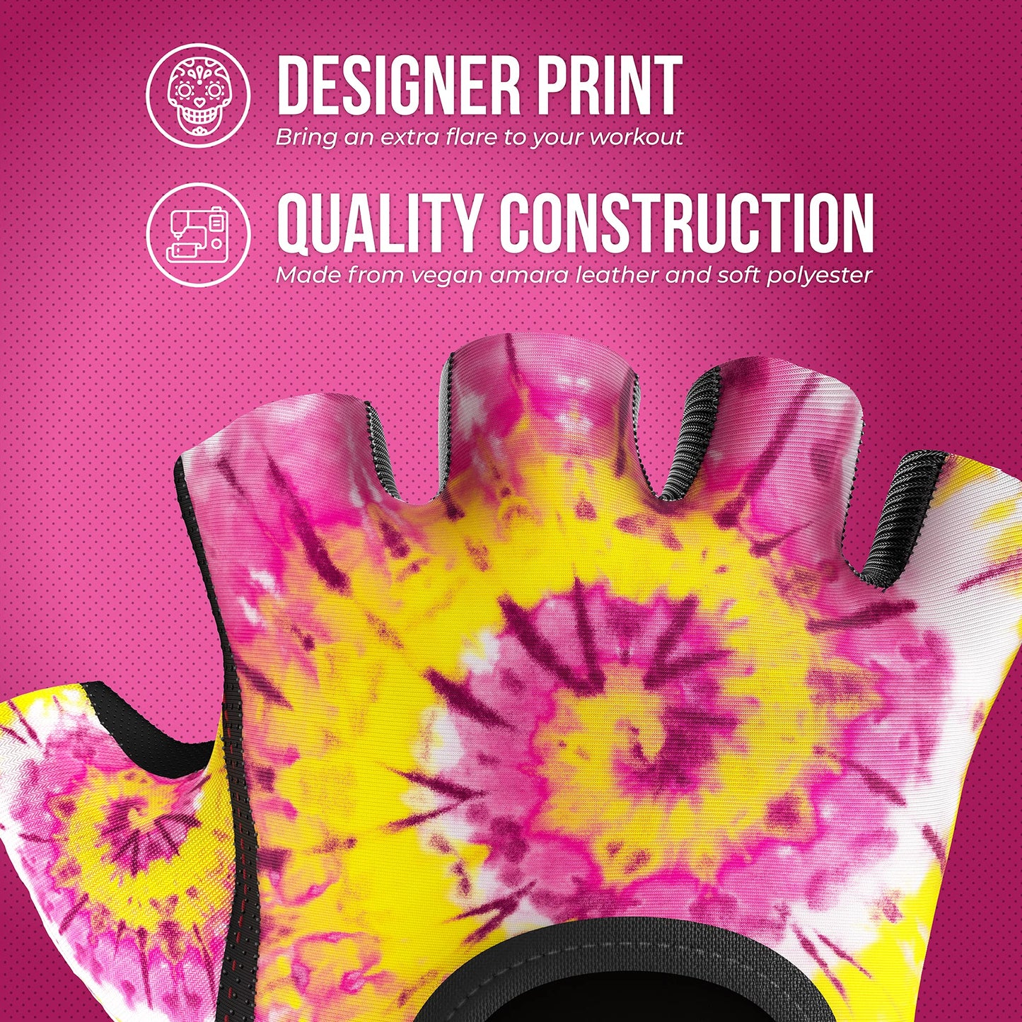 Contraband Pink Label 5347 Womens Designer Workout Gloves | Tie Dye Print w/Grip-Lock⢠Silicone Palm (X-Small, PY)