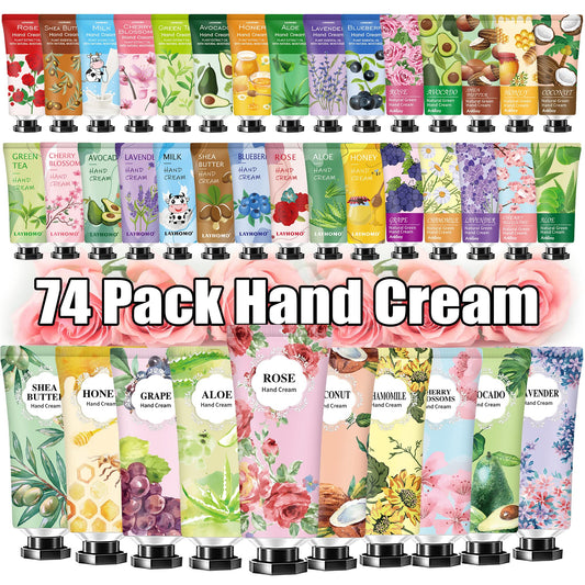 74 Pack Hand Cream Gift Set For Women and Girls,Easter Basket Stuffers,Mothers Day Gifts,Teacher Appreciation Gifts,Natural Plant Hand Lotion For Dry Cracked Hands,Scented Mini Hand Lotion Travel Size