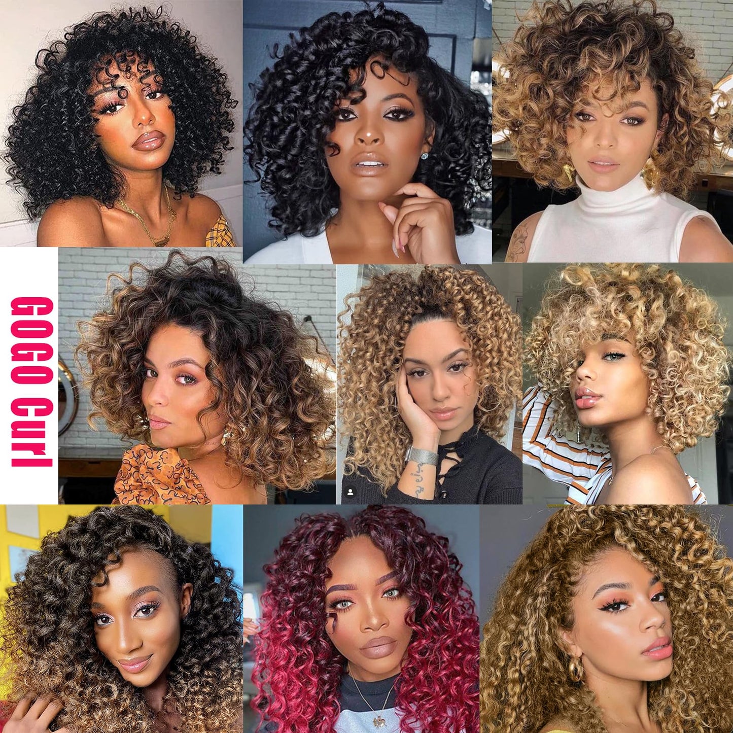7 Packs GoGo Curl Crochet Hair 10 Inch Short Copper Flame Curly Crochet Hair for Women Deep Wave Beach Curl Crochet Braids Synthetic Braiding Hair Extensions (10 Inch, Copper Flame)