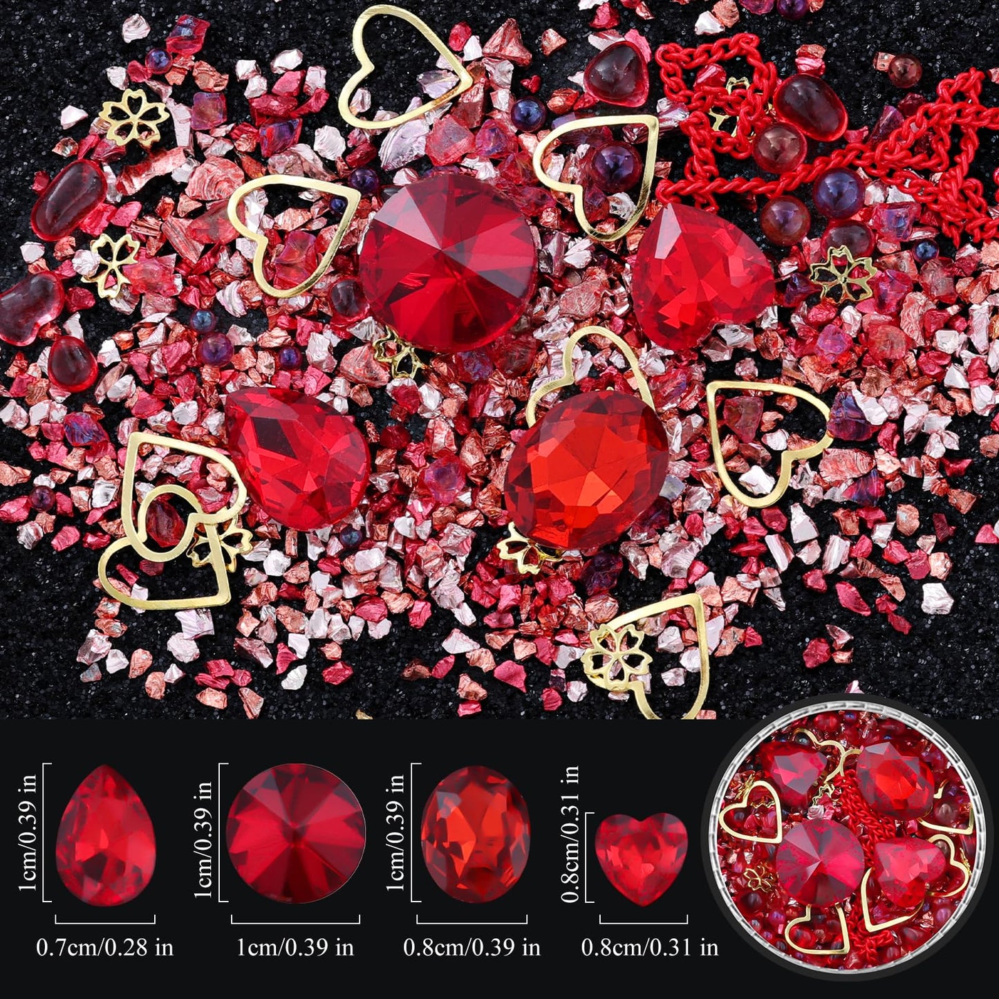 6 Wheels Mixed Sparkle Nail Art Rhinestones Diamonds Crystals Butterfly Beads Artificial Pearls Gold Silver Nail Studs Gems Metal Hollow Rivets Charms (Kit-3)