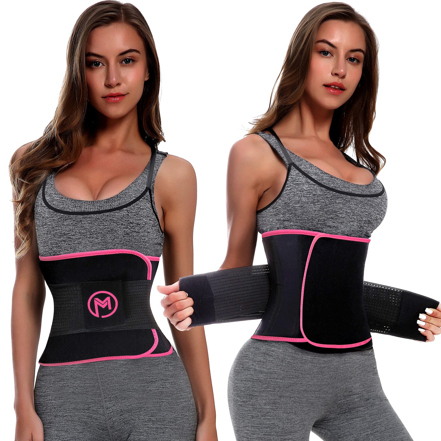 MERMAID'S MYSTERY Waist Trimmer for Women and Men - Sweat Bands for Stomach - Sweat Belt for High-Intensity Training Workouts - Pink S