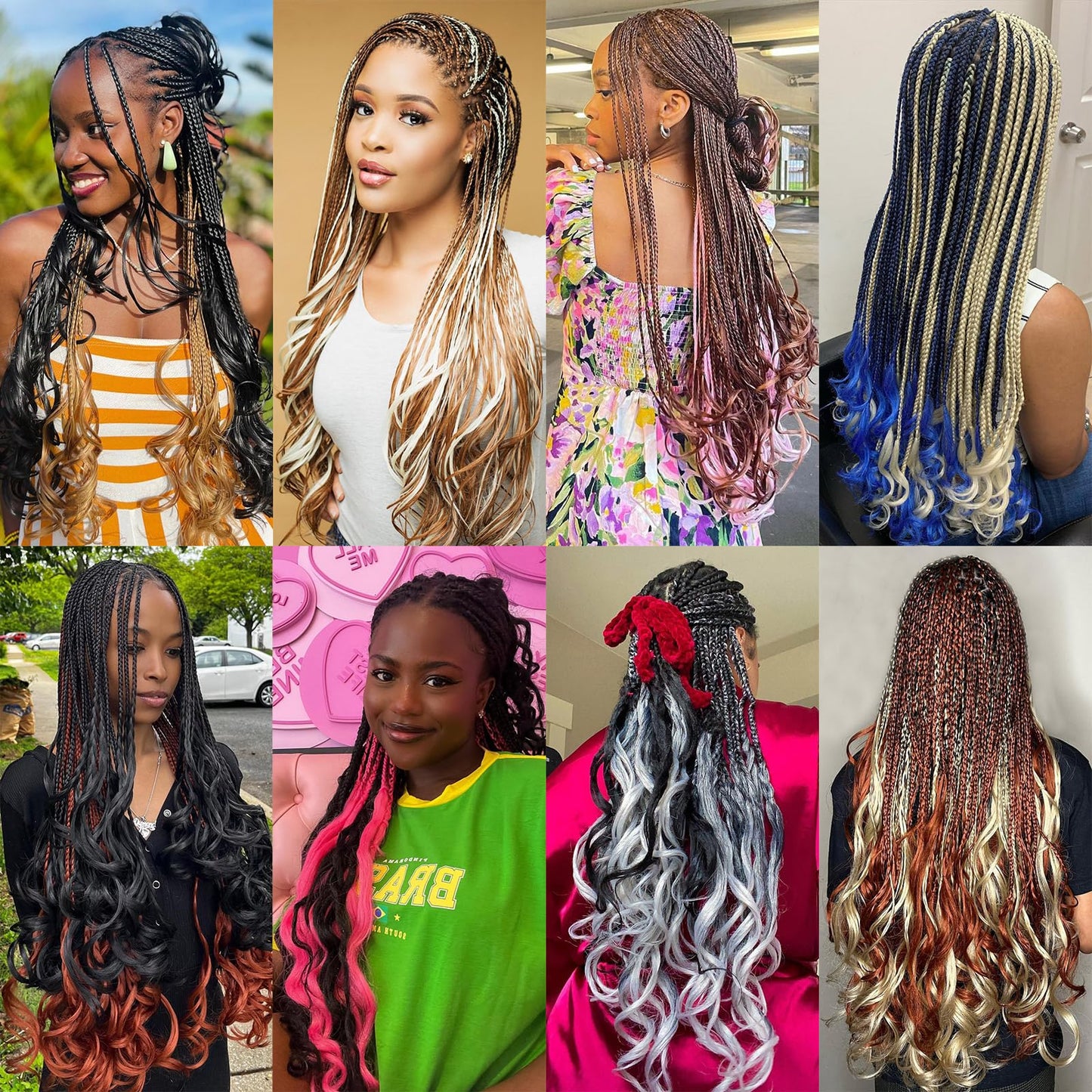 COOKOO French Curl Braiding Hair 22 Inch 2 Packs Loose Wave for Box Braids Spanish Curly Silky Spiral Curl Crochet Pre Stretched Bouncy Hair for Women 1B#