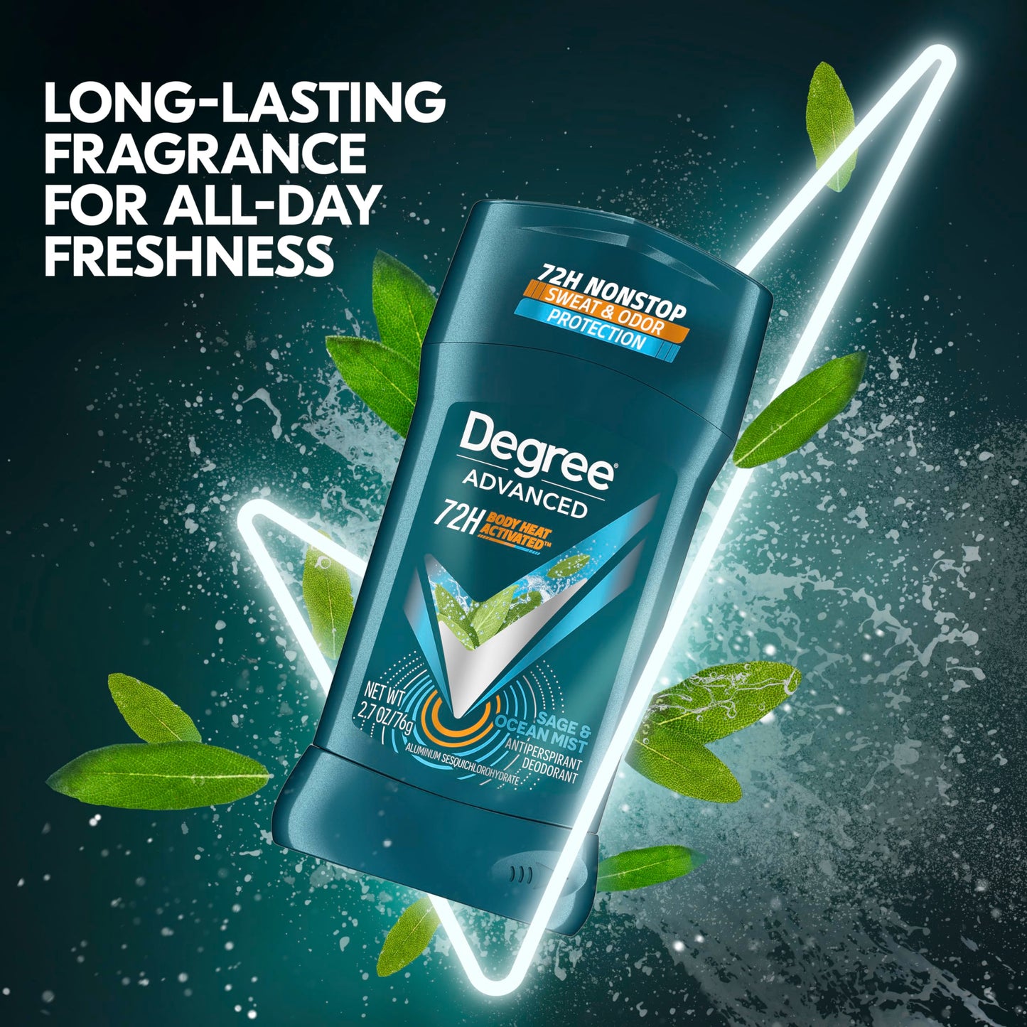 Degree Men Antiperspirant Deodorant Sage & Ocean Mist 72-Hour Sweat and Odor Protection Antiperspirant For Men With Body Heat Activated Technology 2.7 oz