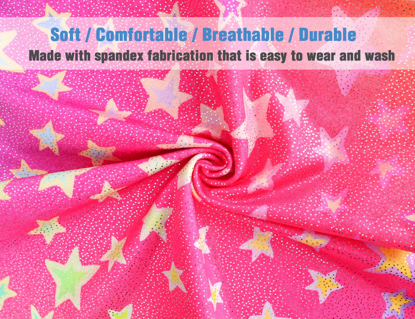 Gymnastics Leotards for Girls 5-6 Years Old Sparkly Hotpink Purple Stars One-Piece Tumbling Biketard Unitard