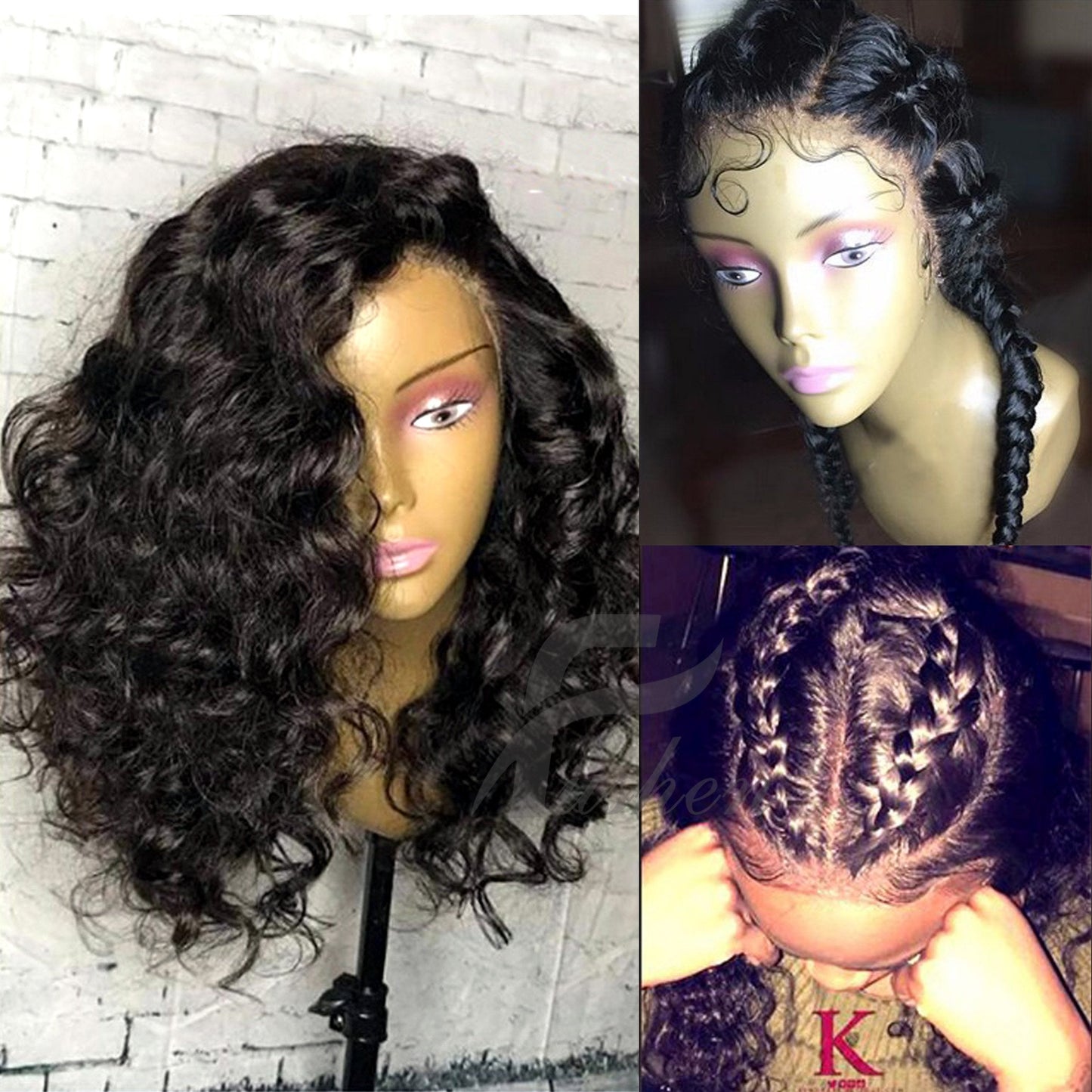 13x6 Lace Front Wig Short Bob Wigs Deep Curly Full Lace Front Wigs 8A Virgin Brazilian Natural Color Wigs (24 inch with 150% Density, lace front wig)