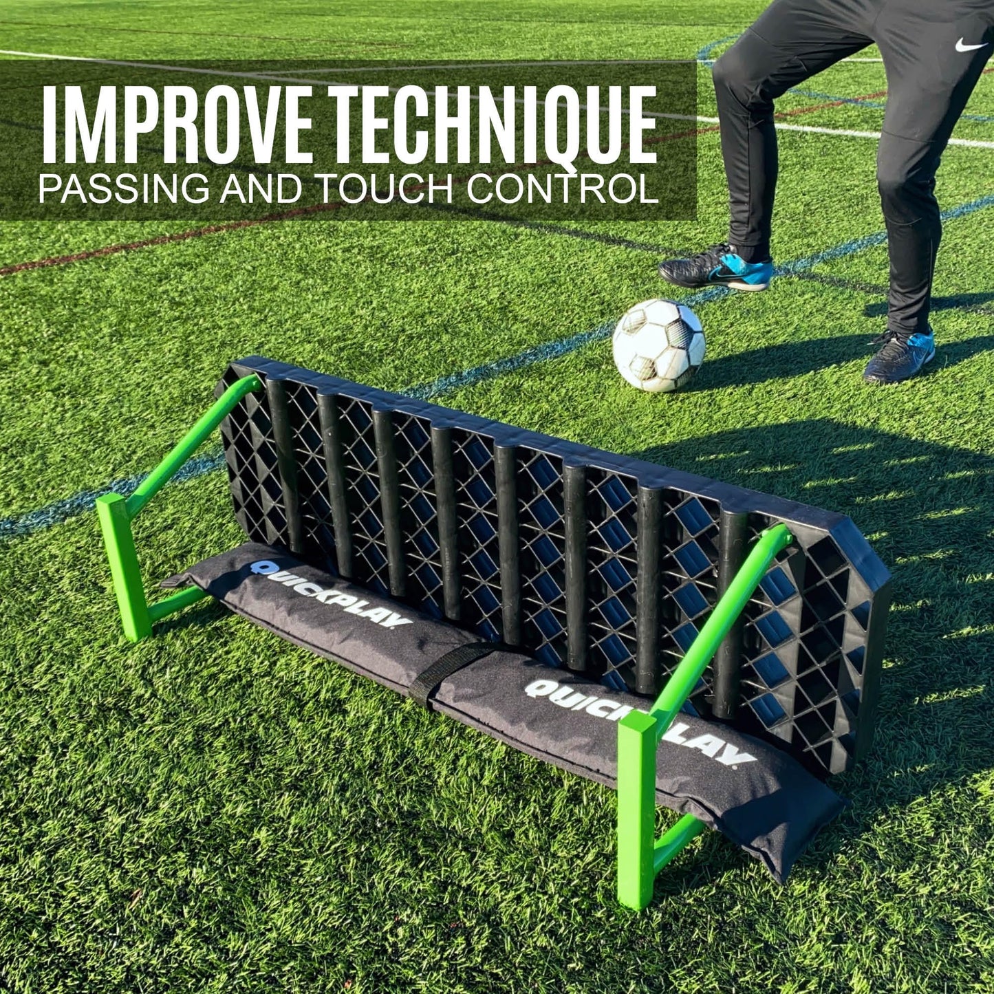 QUICKPLAY Replay Station Soccer Rebound Board - Portable Dual Surface Soccer Rebounder with Adjustable Angle - Soccer Training Equipment for Control, Passing Practice (Replay Station XL)