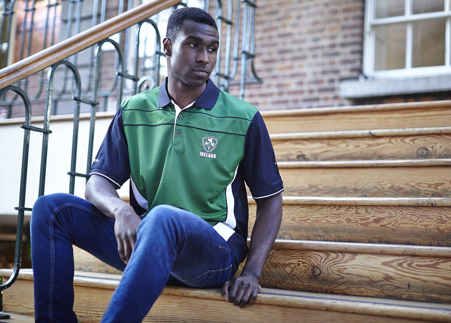 Croker Ireland Performance Shirt, Medium - Green Polyester Embroidered Athletic Polo