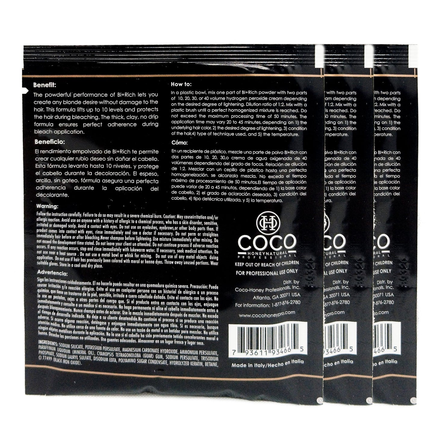 Hair Bleaching Powder for Dark Hair Lightening Blonde Hair Salon Quality Safe at Home (Charcoal 1.05 oz (pack of 3))