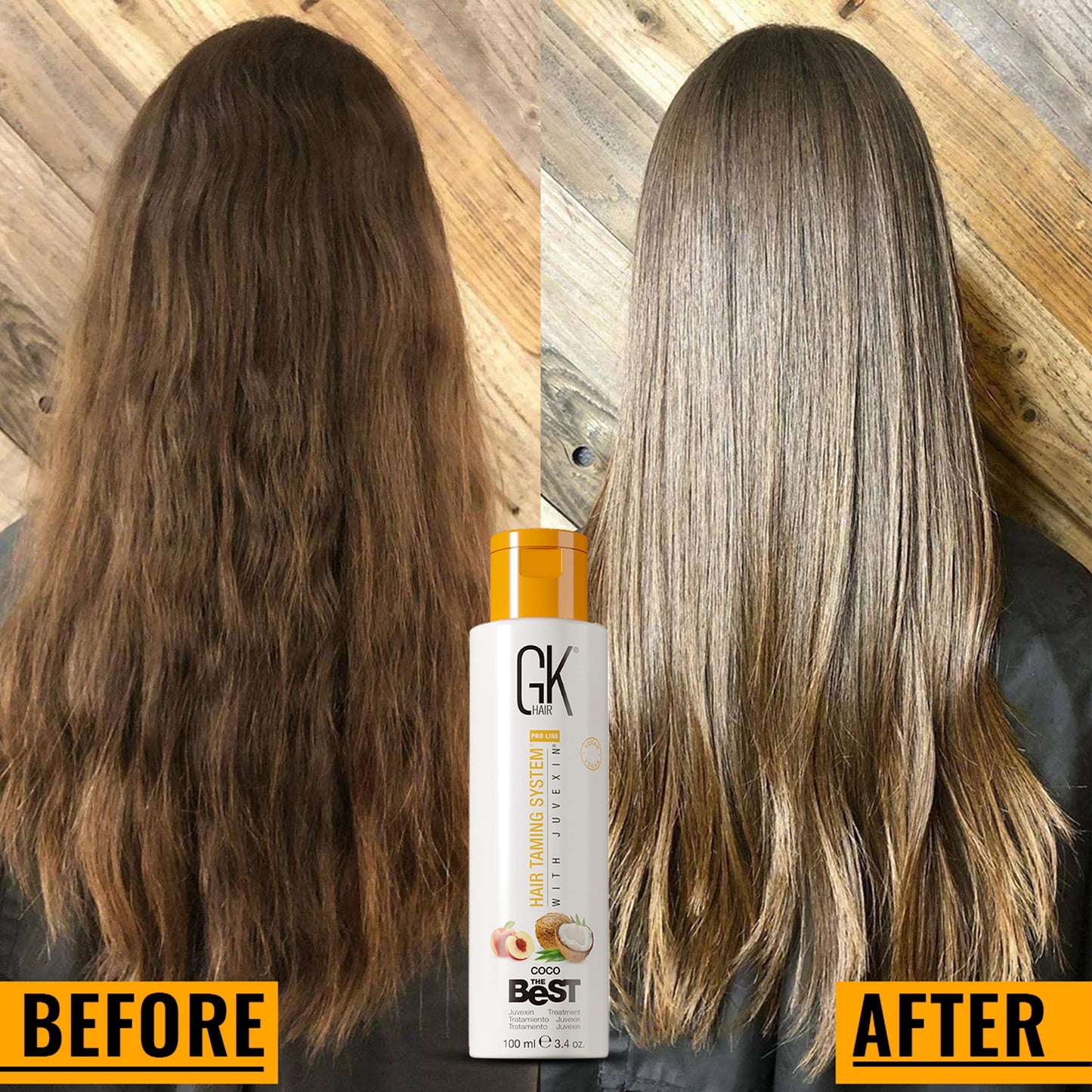 GK HAIR Global Keratin The Best COCO (3.4 Fl Oz/100ml) Smoothing Keratin Hair Treatment - Professional Brazilian Complex Blowout Straightening For Silky Smooth & Frizz Free Hair