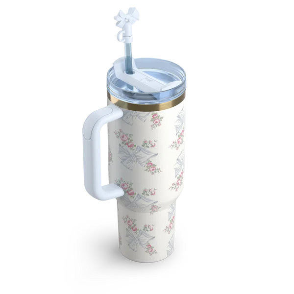 The Stanley X LoveShackFancy Holiday Quencher | 40 OZ - Rosa Beaux Blue with original Box