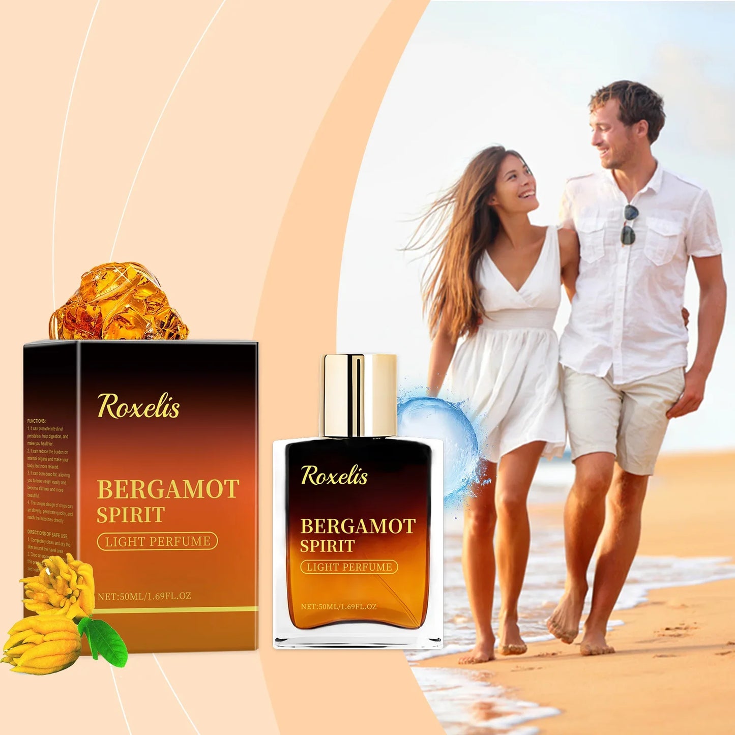 Roxelis 50ml Men Bergamot Perfume Dating Flirting Long Lasting Pheromone Fragrance Refreshing Deodorant Charming Scent Perfume