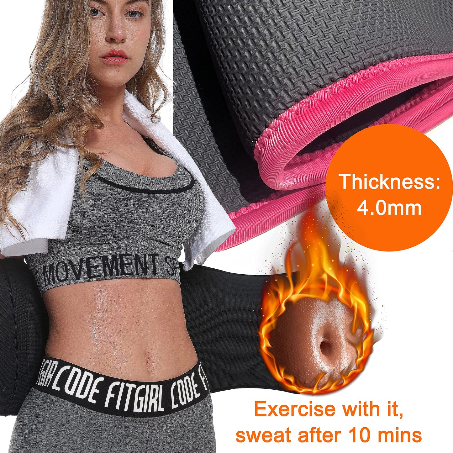 MERMAID'S MYSTERY Waist Trimmer for Women and Men - Sweat Bands for Stomach - Sweat Belt for High-Intensity Training Workouts - Pink S