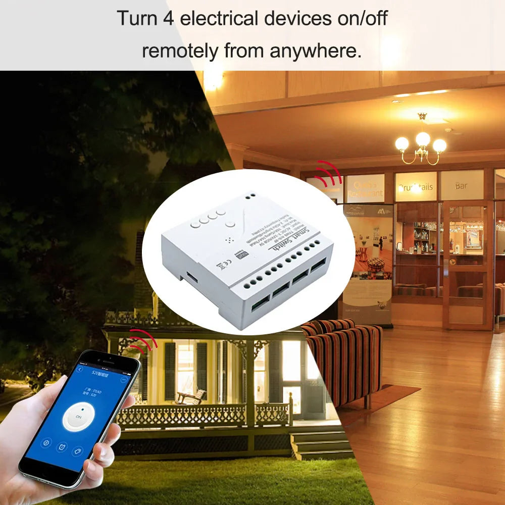 4CH Tuya Wifi Relay Smart Wireless Switch Module 4 Channel 7-32V 85-250V 220V 110V 2200W RF433 10A 4 Way Receiver For Alexa