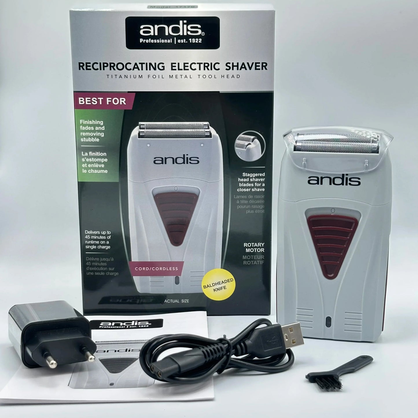 Original Andis 17170 Foil Lithium Titanium Shaver Smooth Shaving Cordless Shaver With Charger For Men Razor Bald Hair Clipper