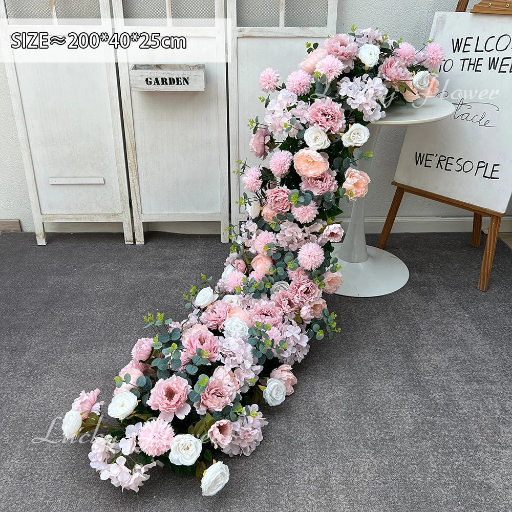 2m Luxury Runner Flower Row Artificial Flowers for Table Centerpiece Wedding Decoration Mix Flowers Backdrop Wall Arches Decor
