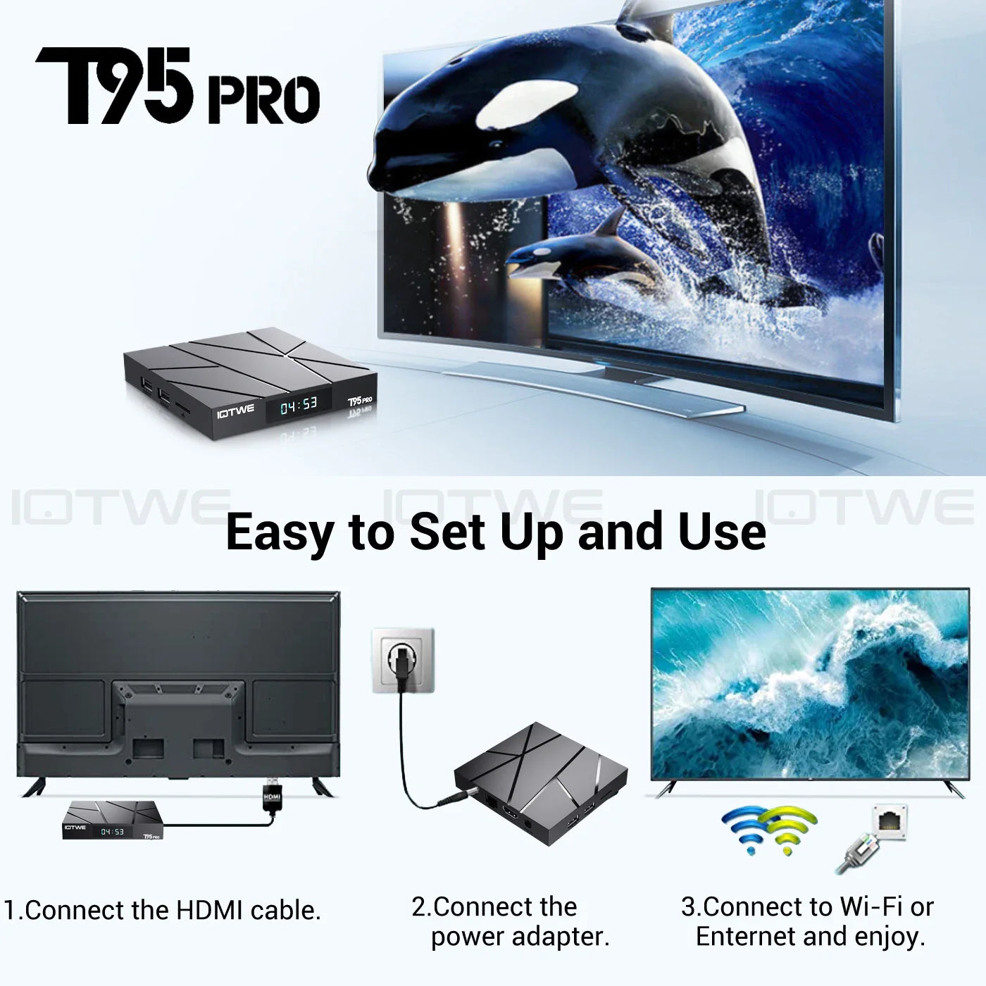 2025 New T95Pro Android 13.0 TV Box Quad-Core 4 GB+ 32 GB Bluetooth 5.0 WIFI6 6K HD Media Player